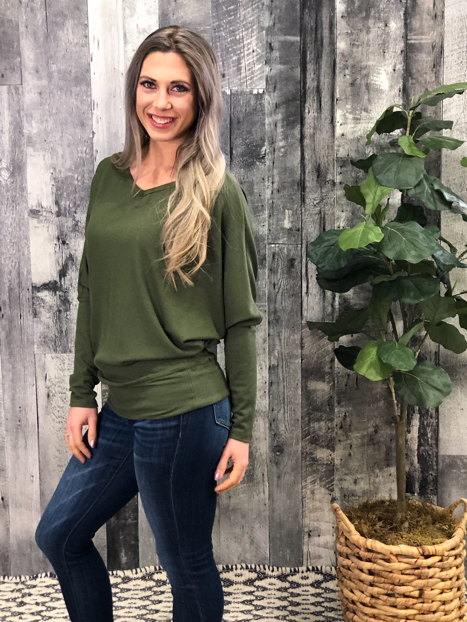 Olive Thermal Long Sleeve Dolman