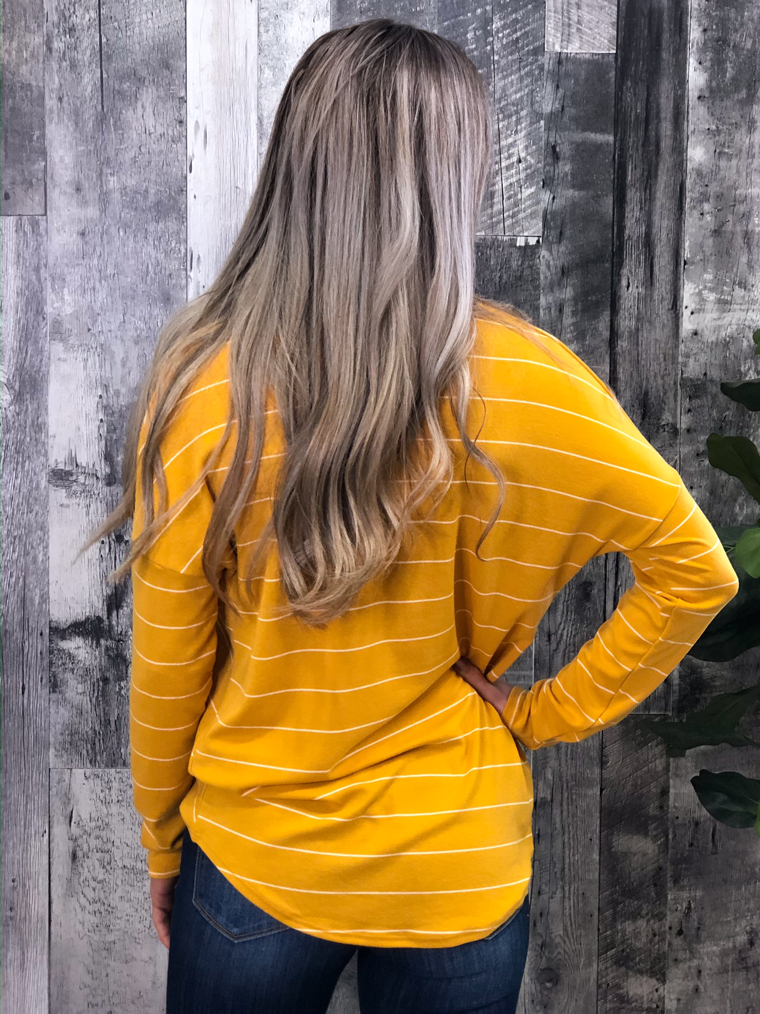 Mustard Twist Bottom Striped Top