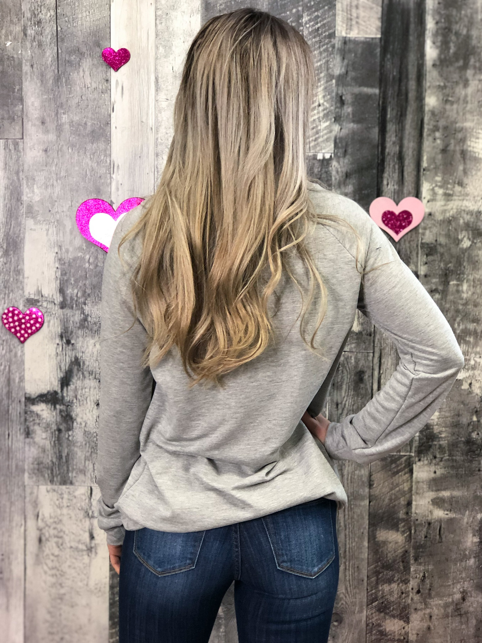 Grey Sweater with Leopard Heart