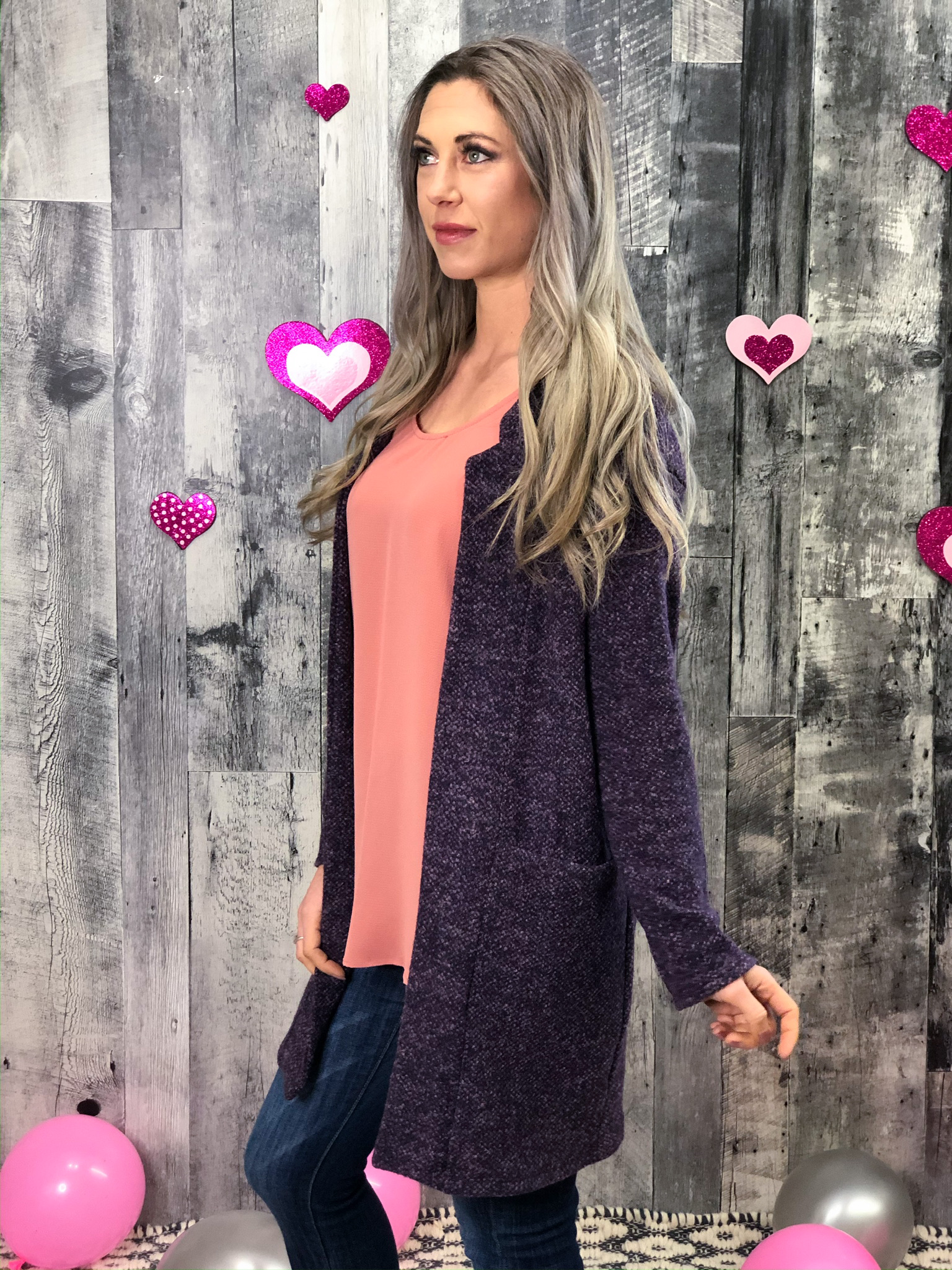 Heathered Purple Dress Cardigan