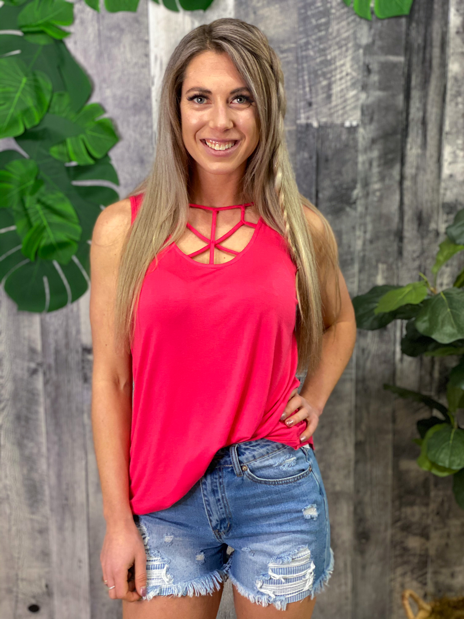 Coral Criss Cross Tank 83193