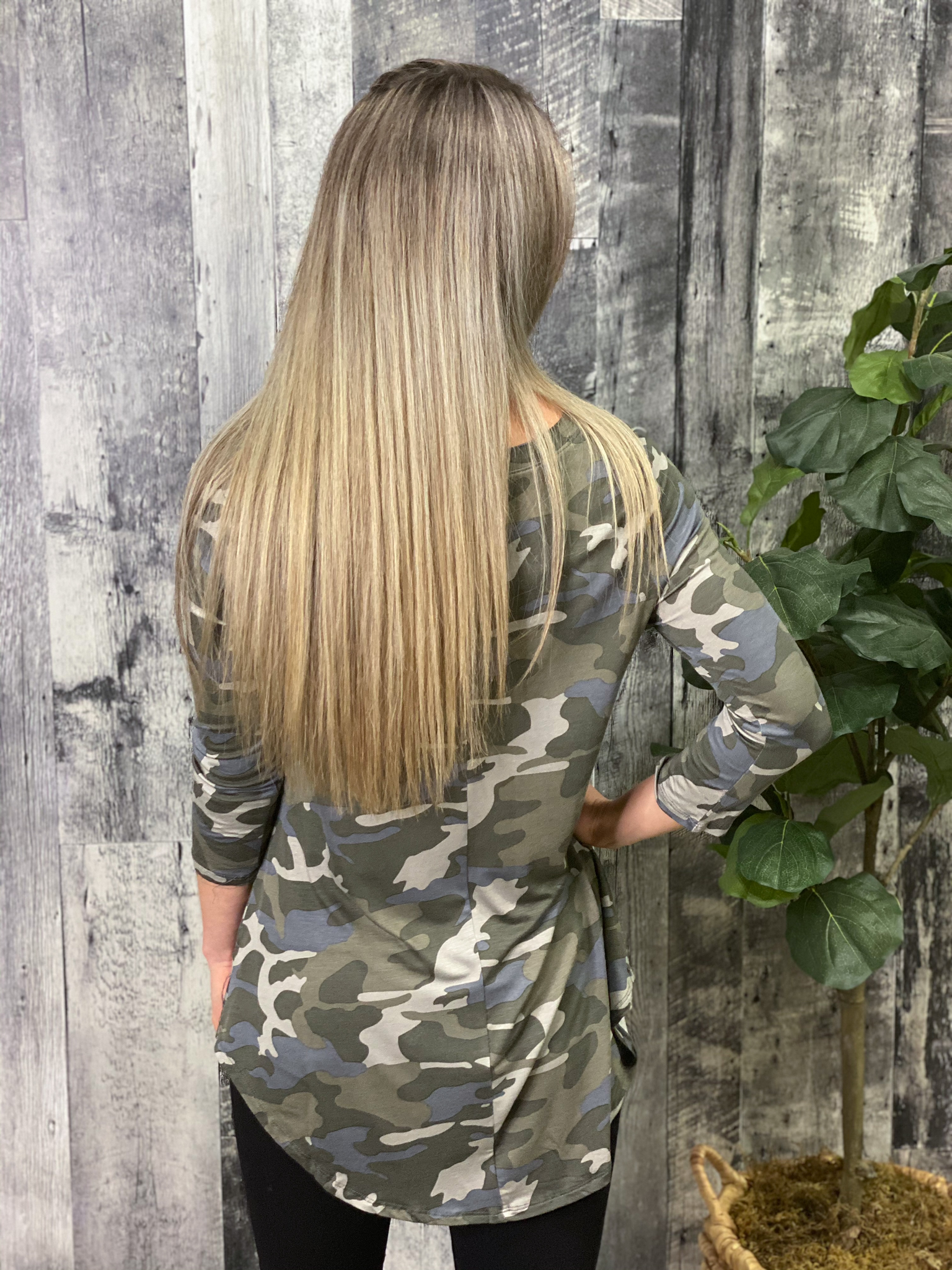 3/4 length Sleeve Camo Top