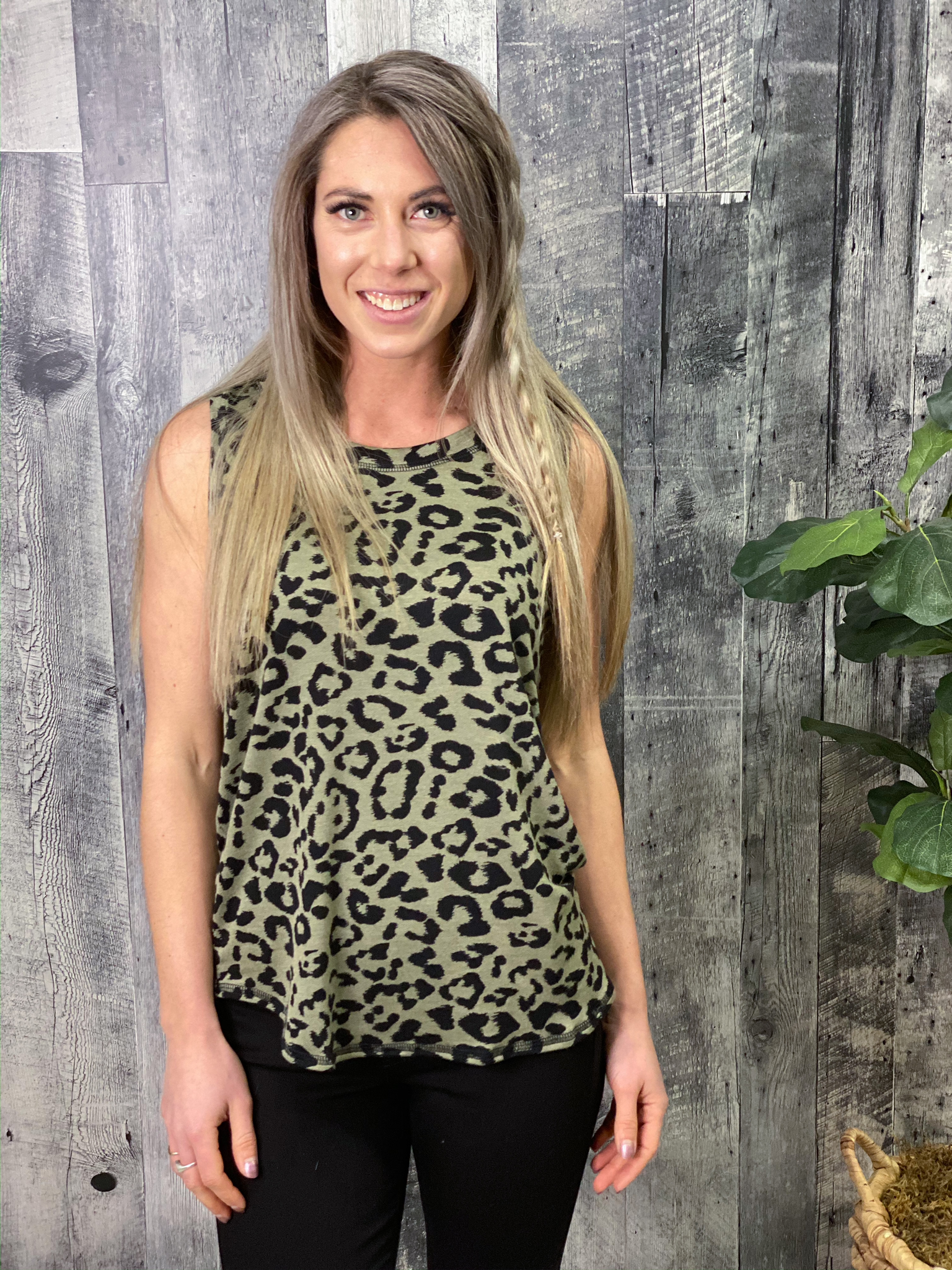 Olive Cheetah Tank 84938