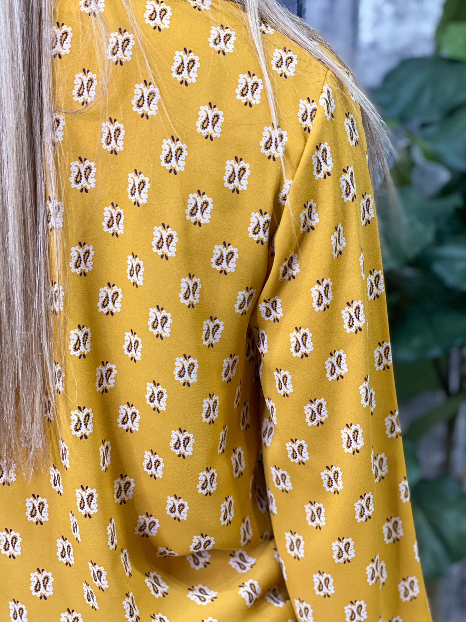 Long Sleeve Mustard Tie Top