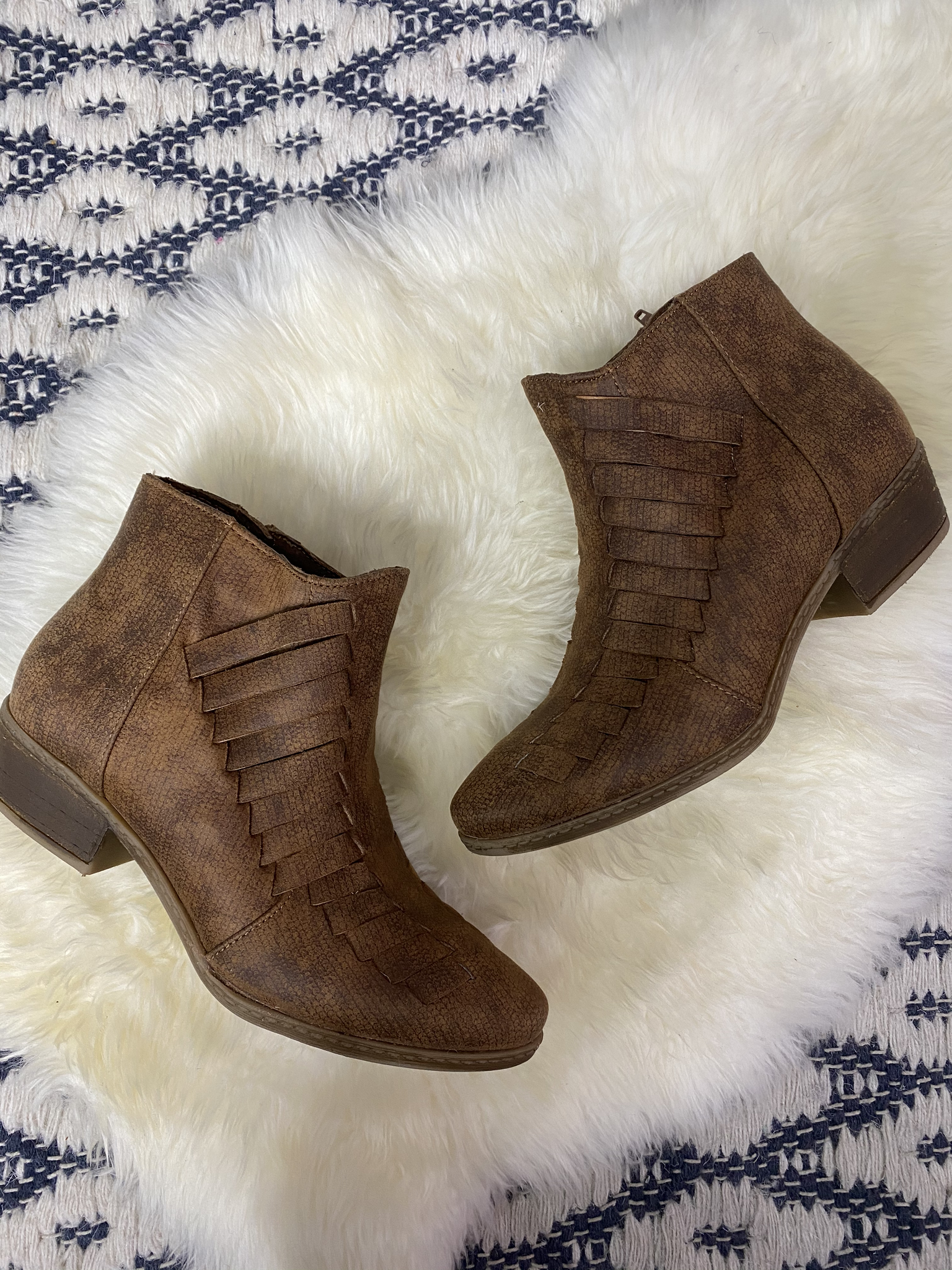 Brown Basket Weave Bootie