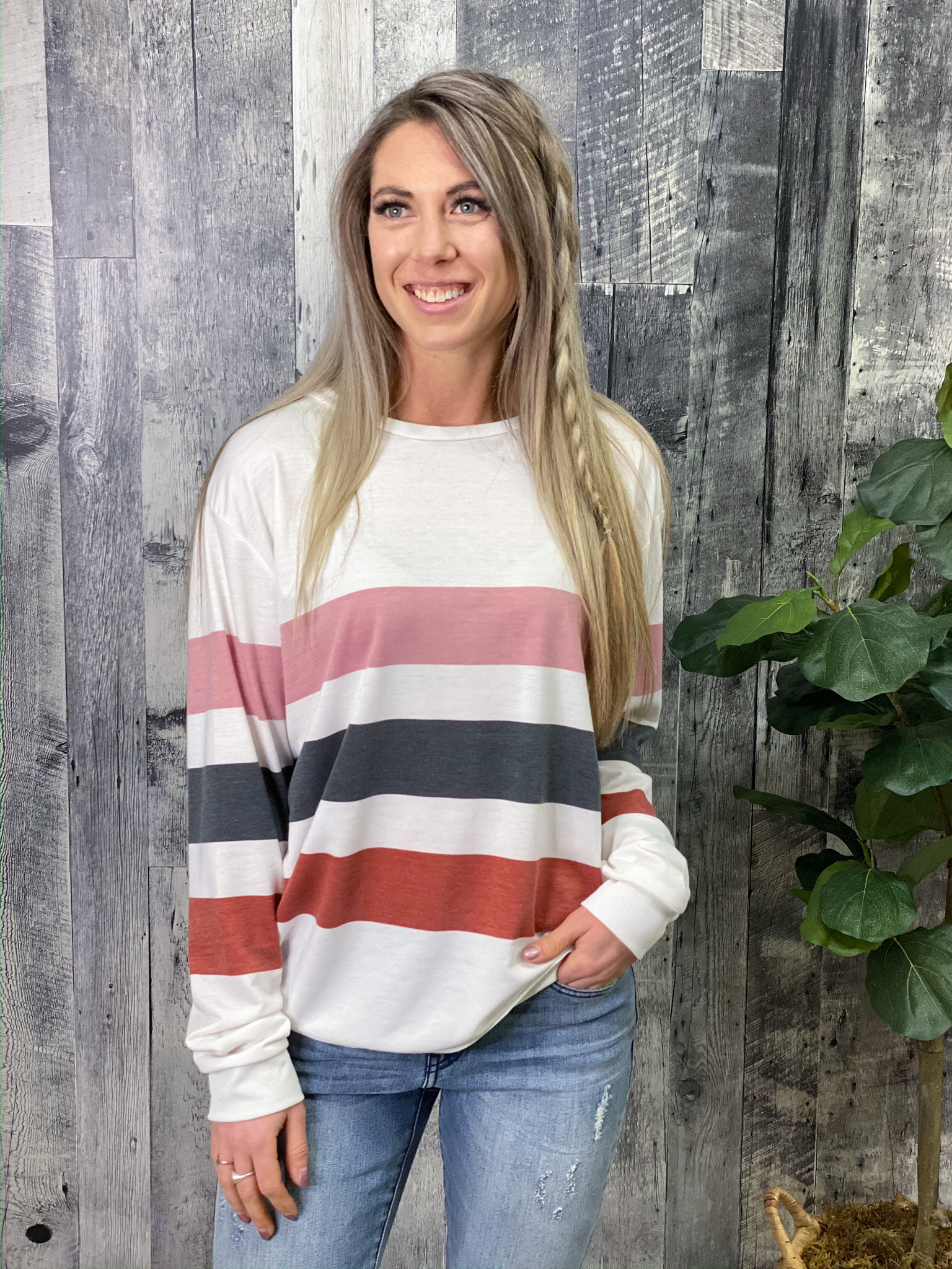 White Striped Sweatshirt 84971