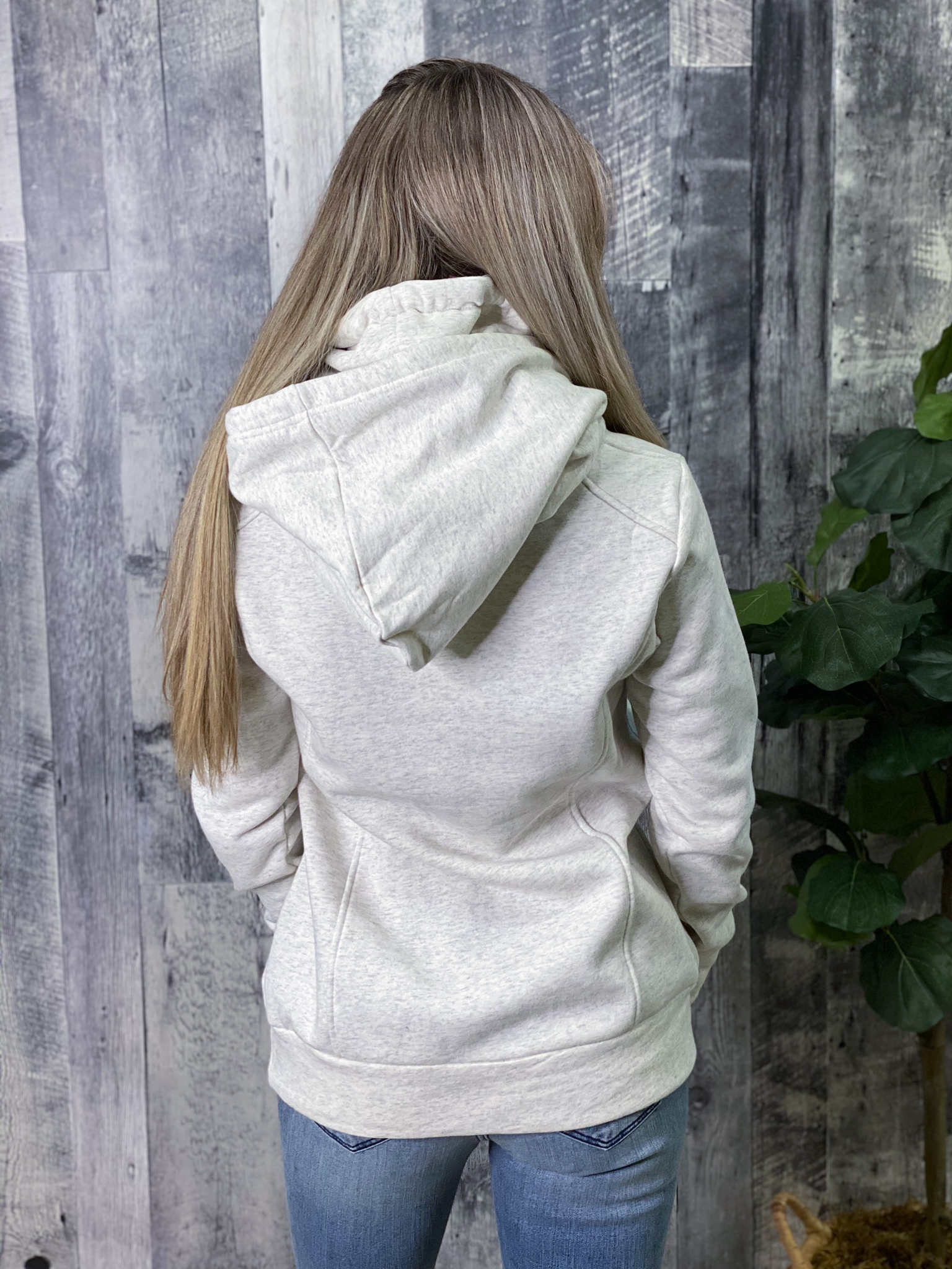 Cream Cowl Hoodie Sweatshirt