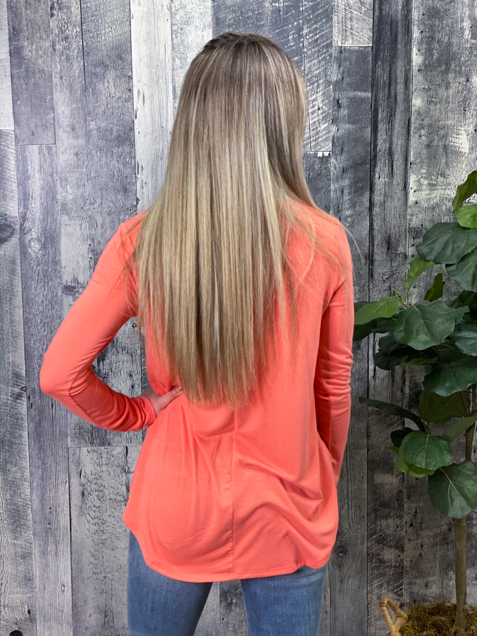 Coral Cheetah Pocket Top