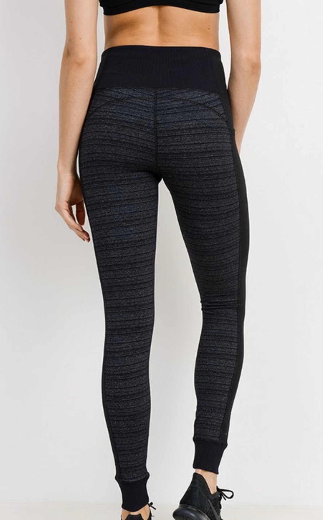 Athletic Legging - Heathered Grey/Black with Bottom Cuff