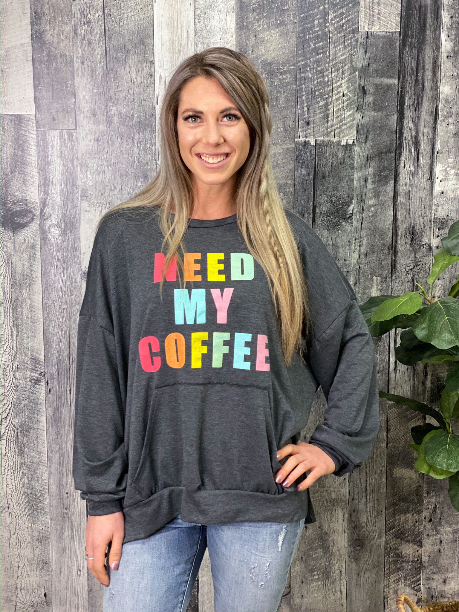 Need My Coffee Oversized Sweatshirt - Restocked 84959