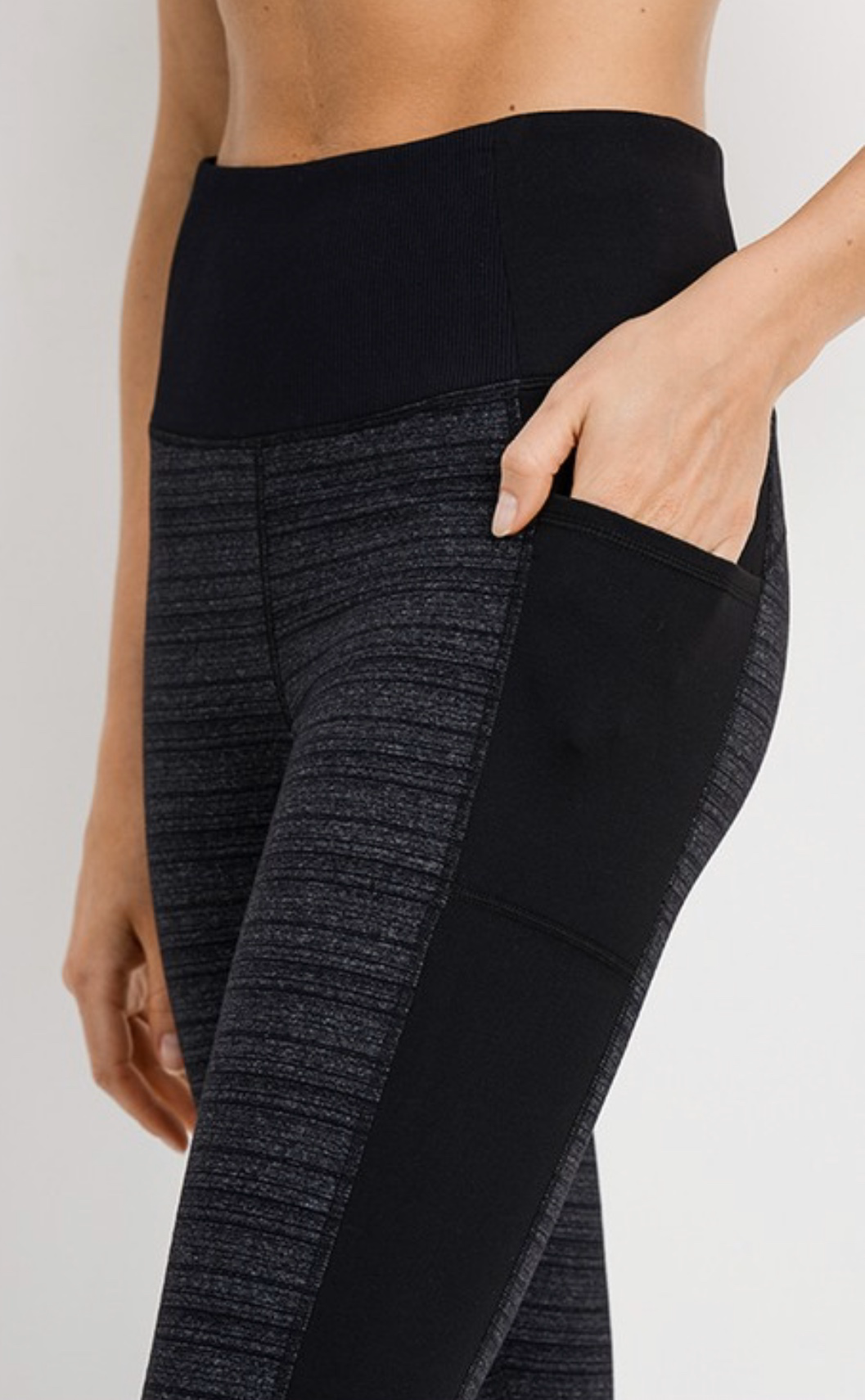 Athletic Legging - Heathered Grey/Black with Bottom Cuff