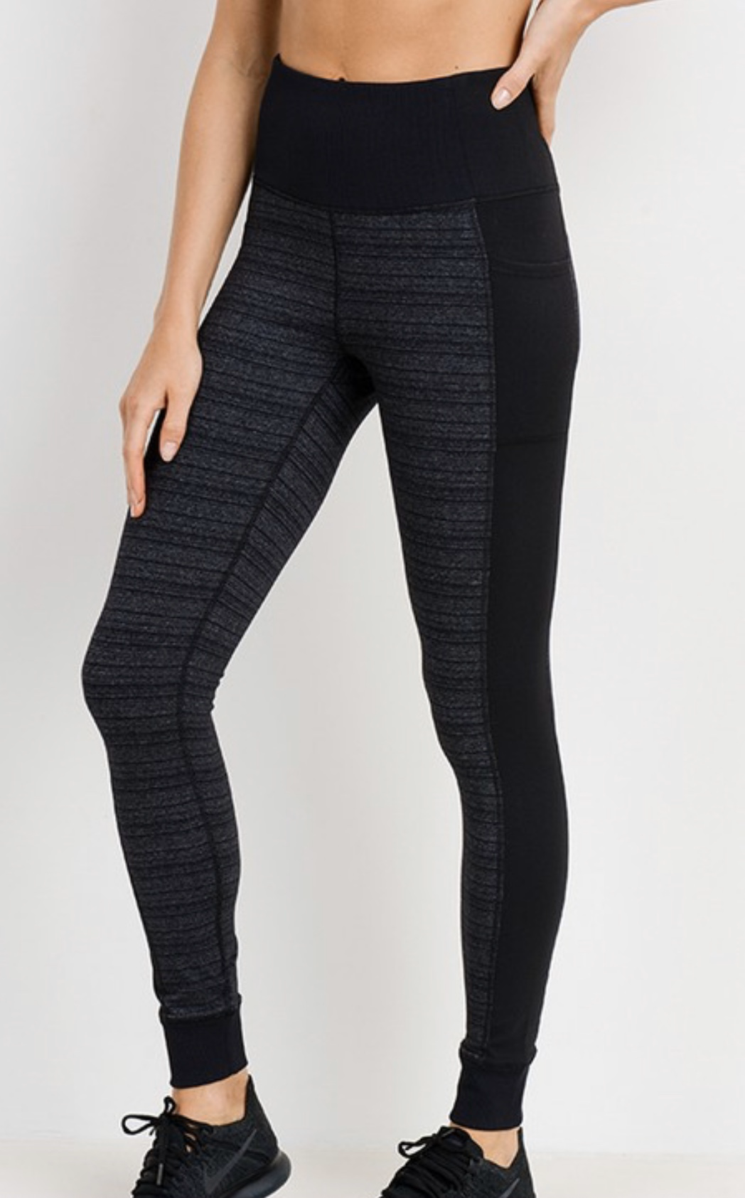 Athletic Legging - Heathered Grey/Black with Bottom Cuff 85008