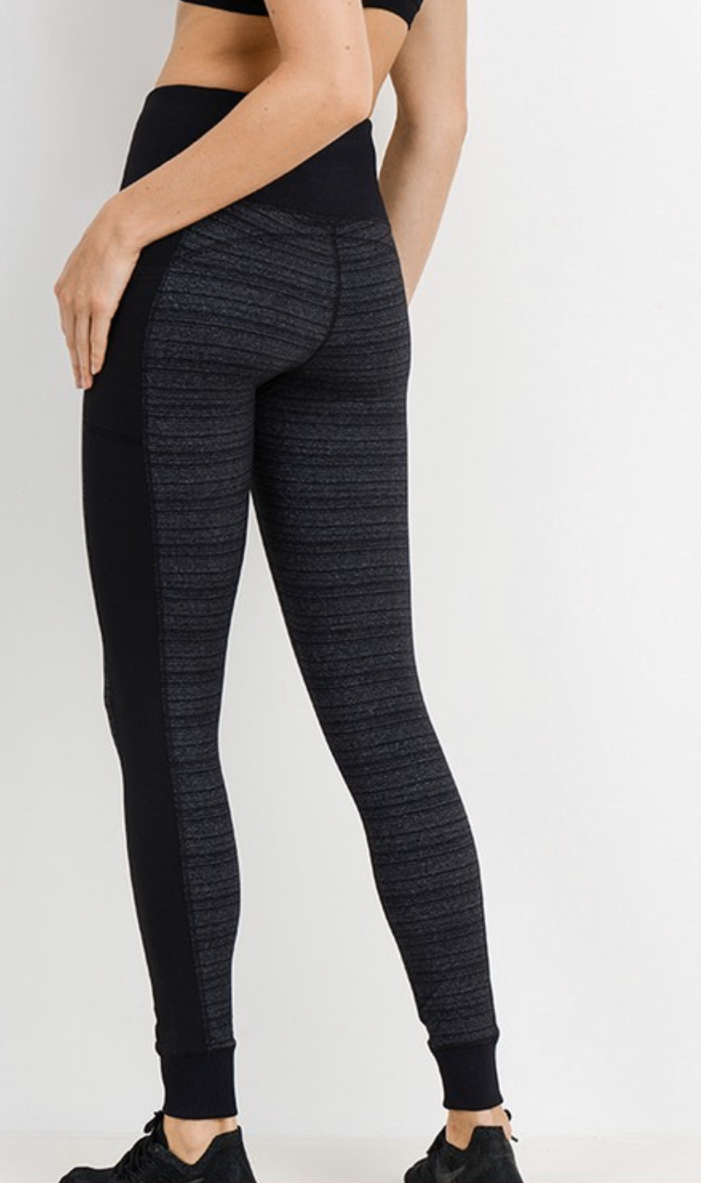Athletic Legging - Heathered Grey/Black with Bottom Cuff