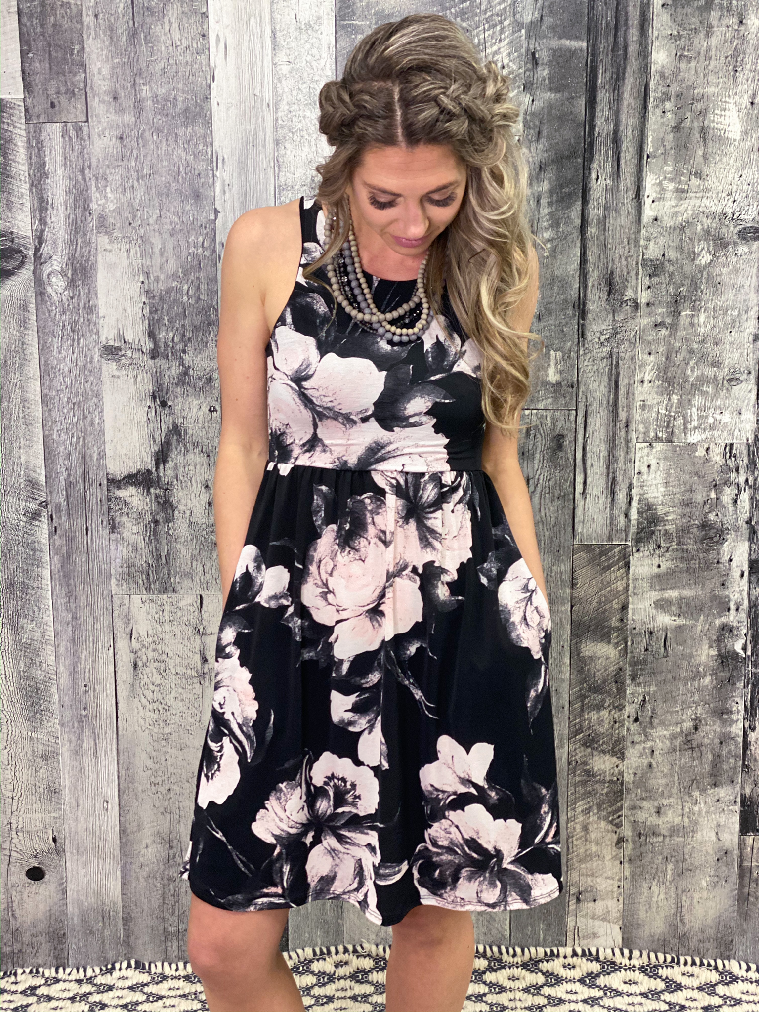 Black Floral Tank Dress 3RYA