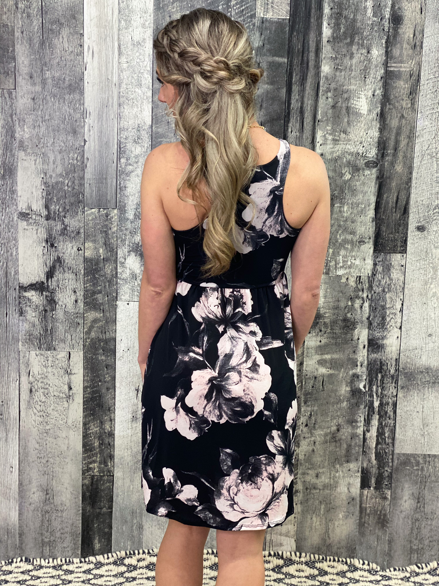 Black Floral Tank Dress