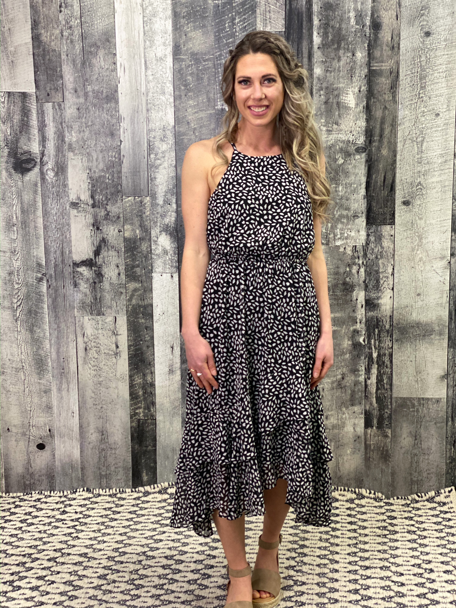 High Low halter style Dalmation Dress 8BG3