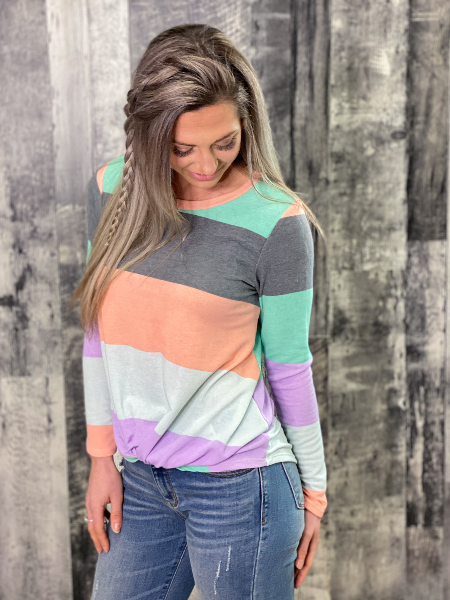 Striped Front Twist Top