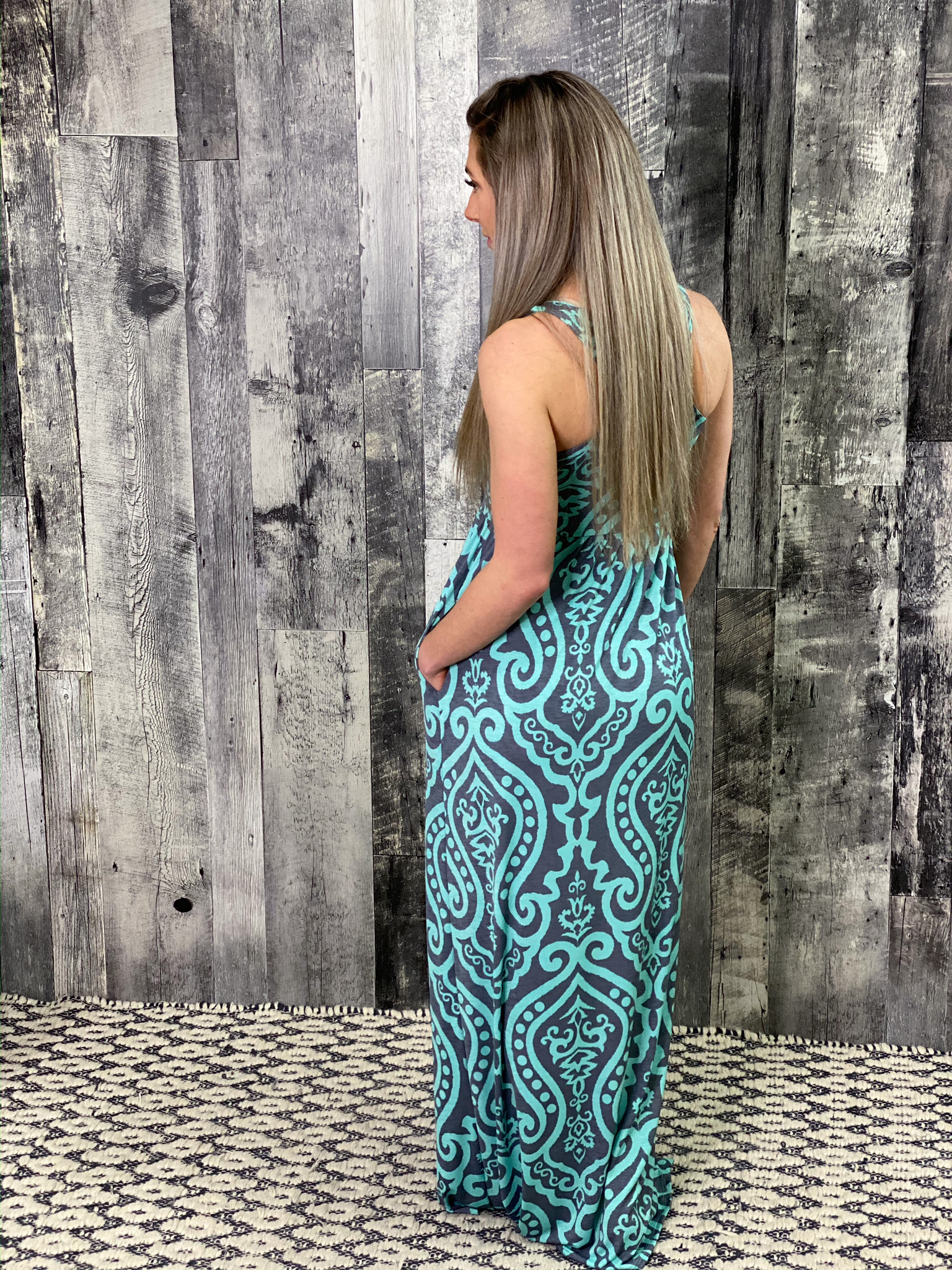 Mint and Grey Maxi Dress