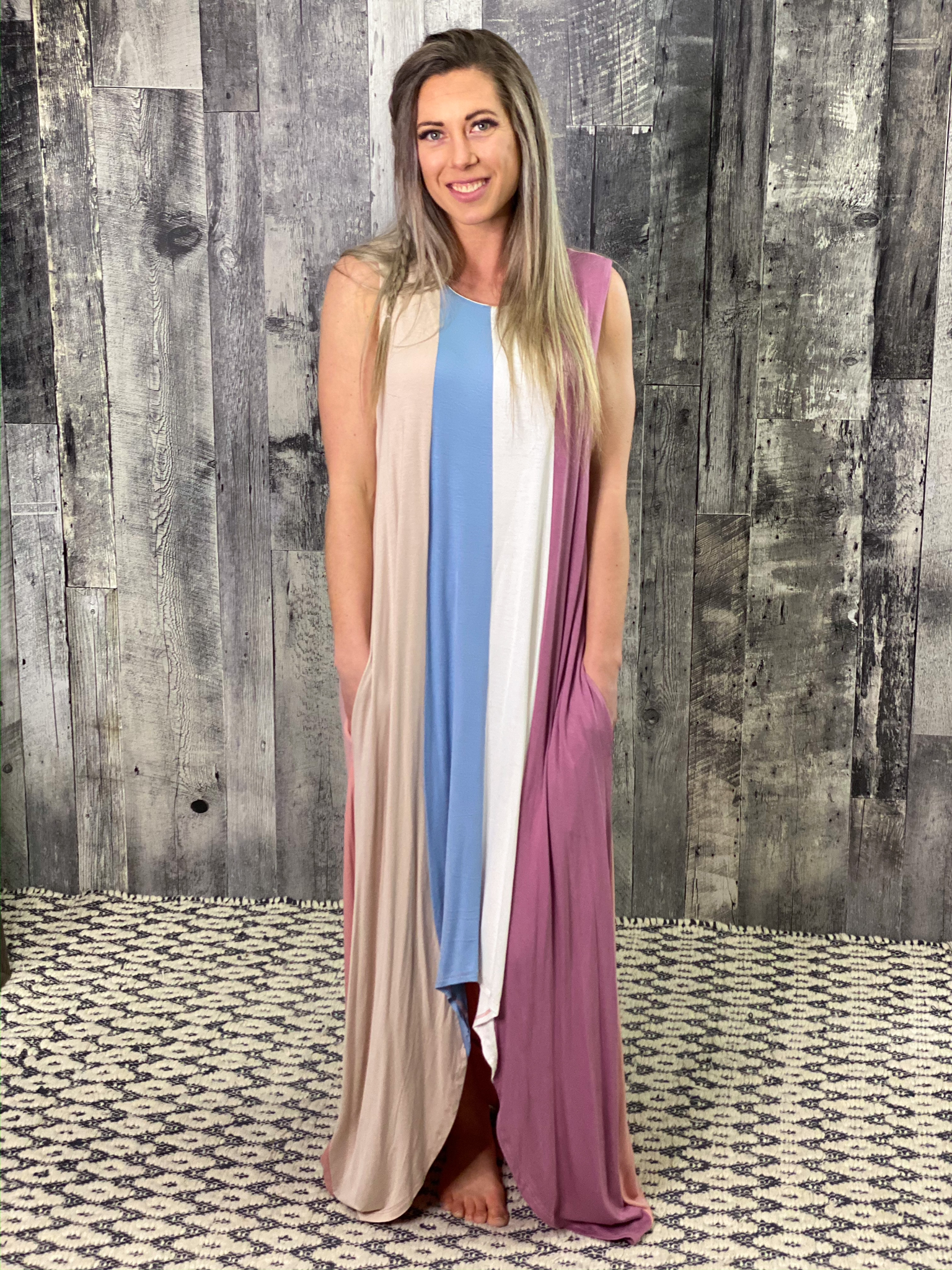 Striped Long Maxi Dress - only XL available CD45