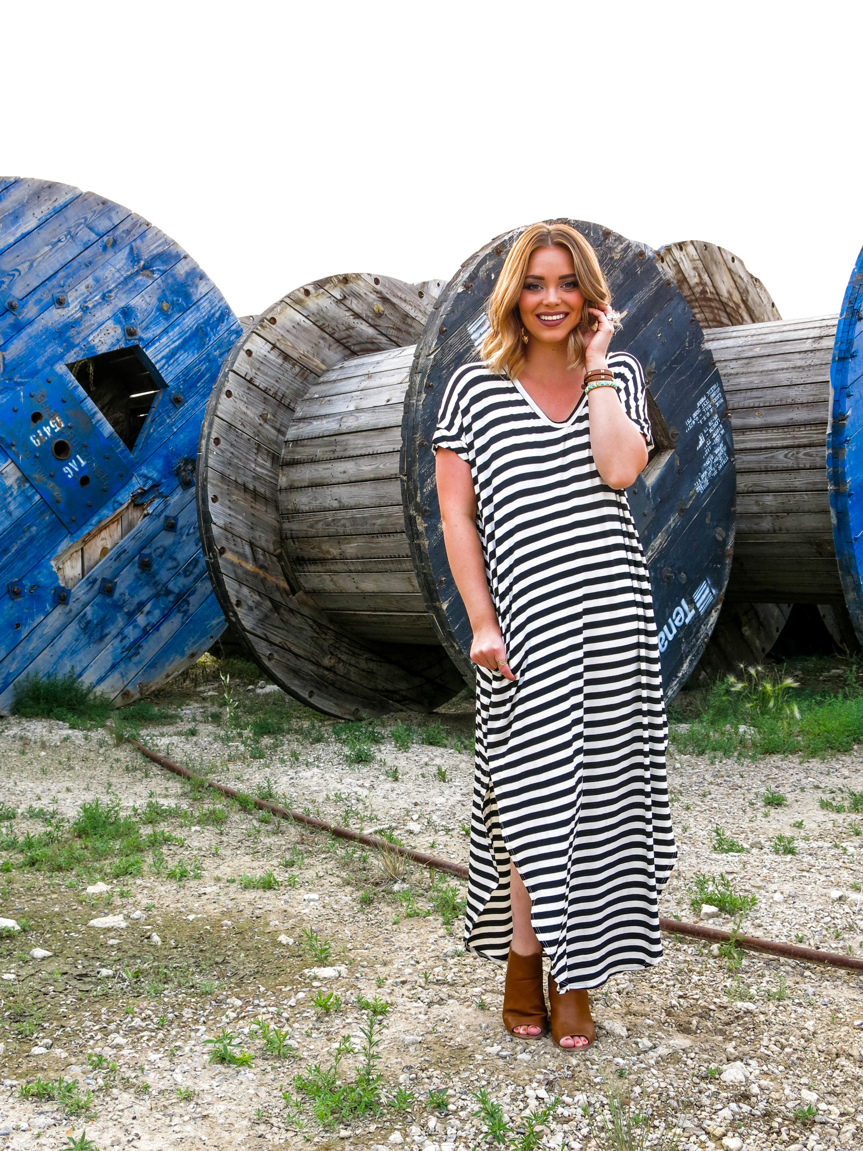 Free to Fly Tshirt Dress - Black Stripe, Coral Stripe 99004
