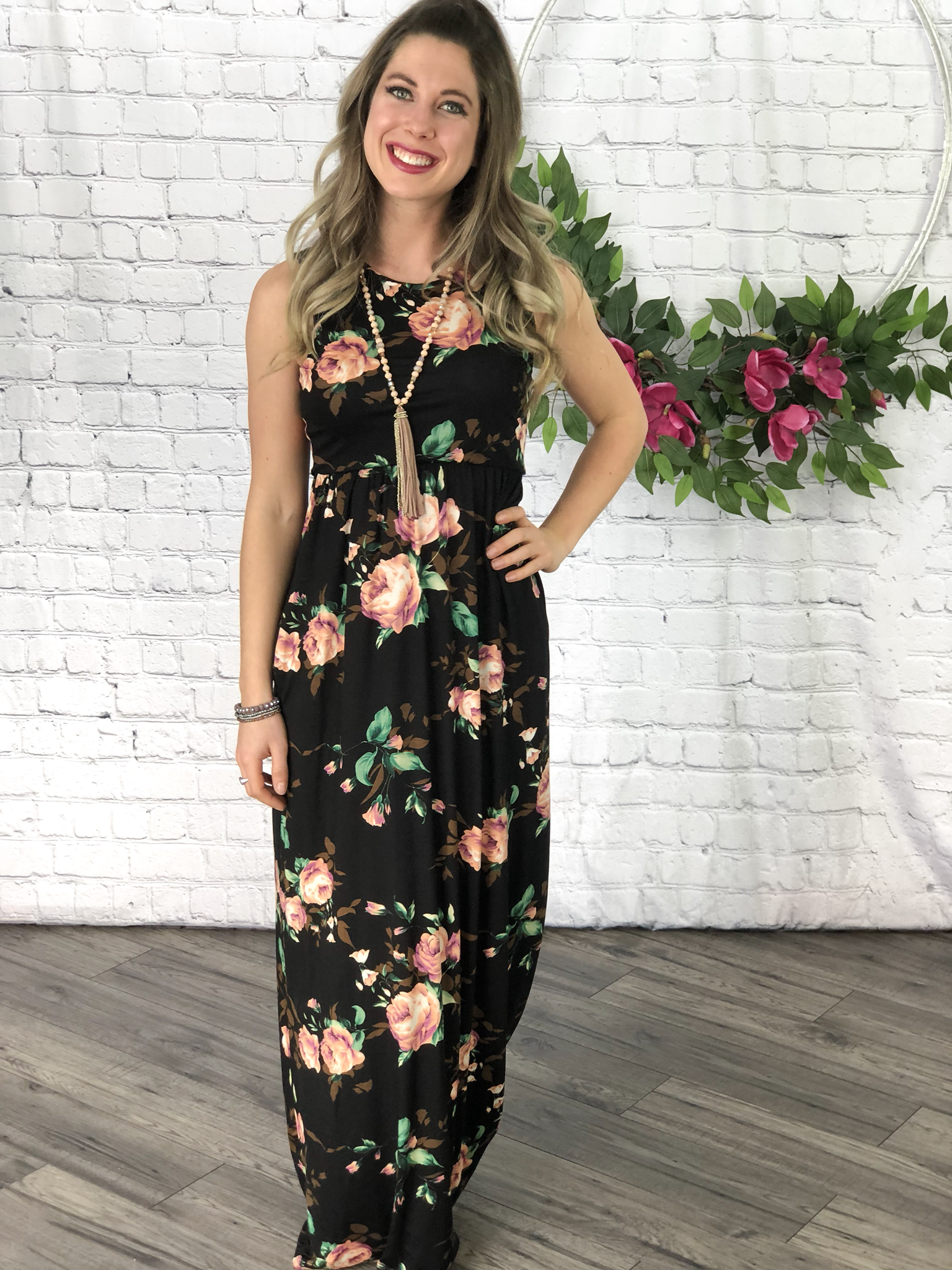 In Bloom Maxi Dress - Black 99949
