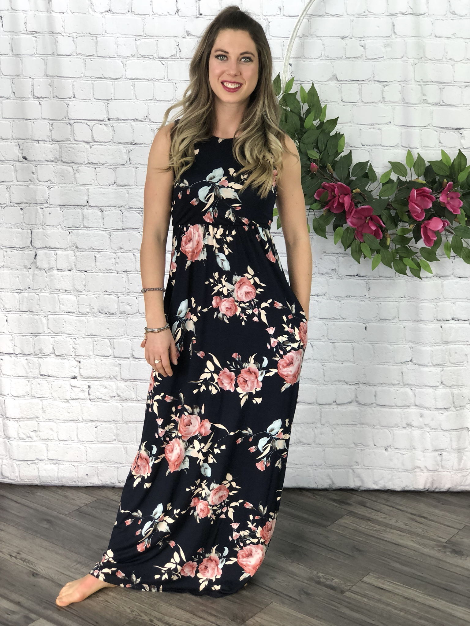 In Bloom Maxi Dress - Navy 99953