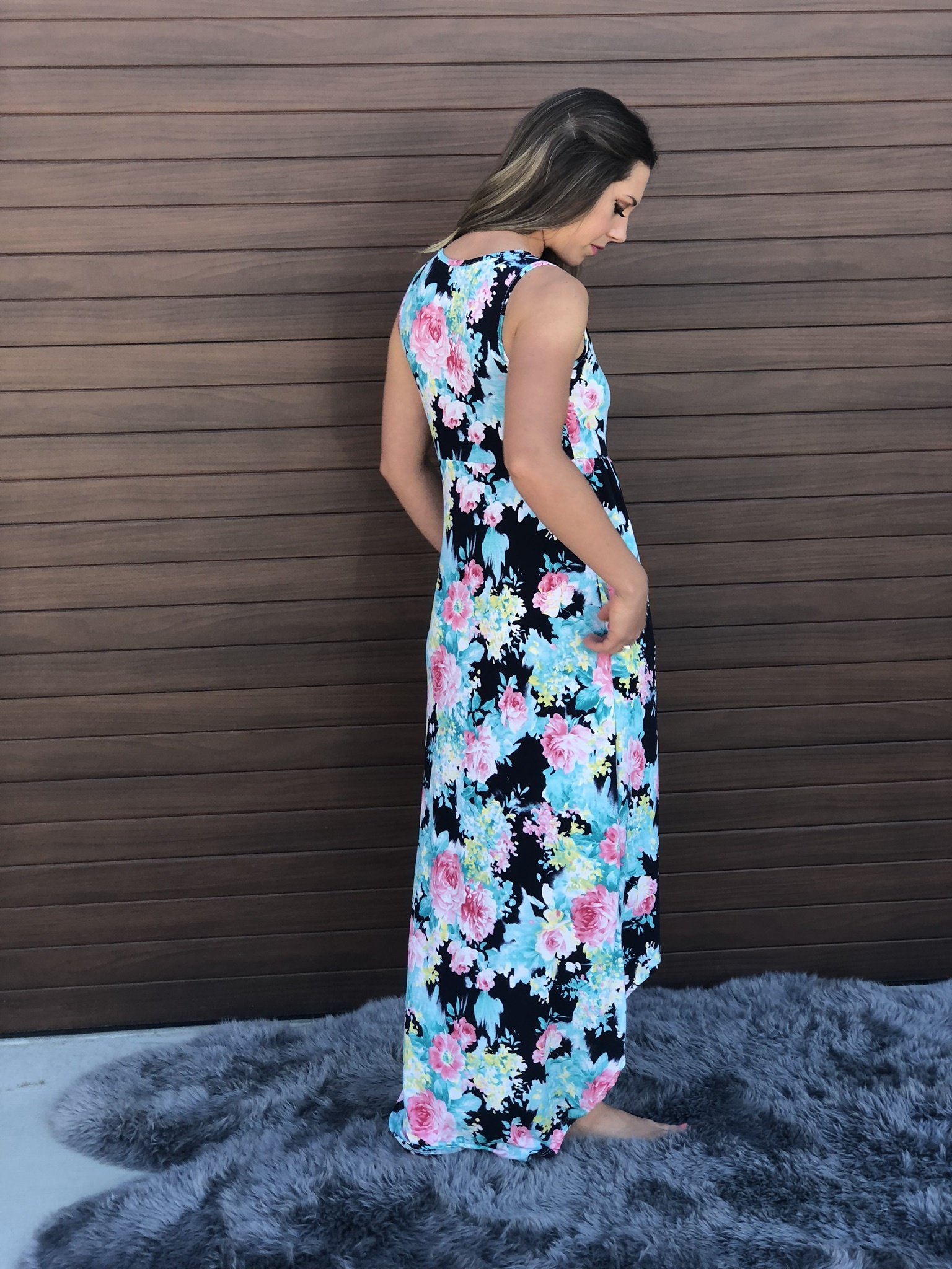 Maxi High Low Floral Dress