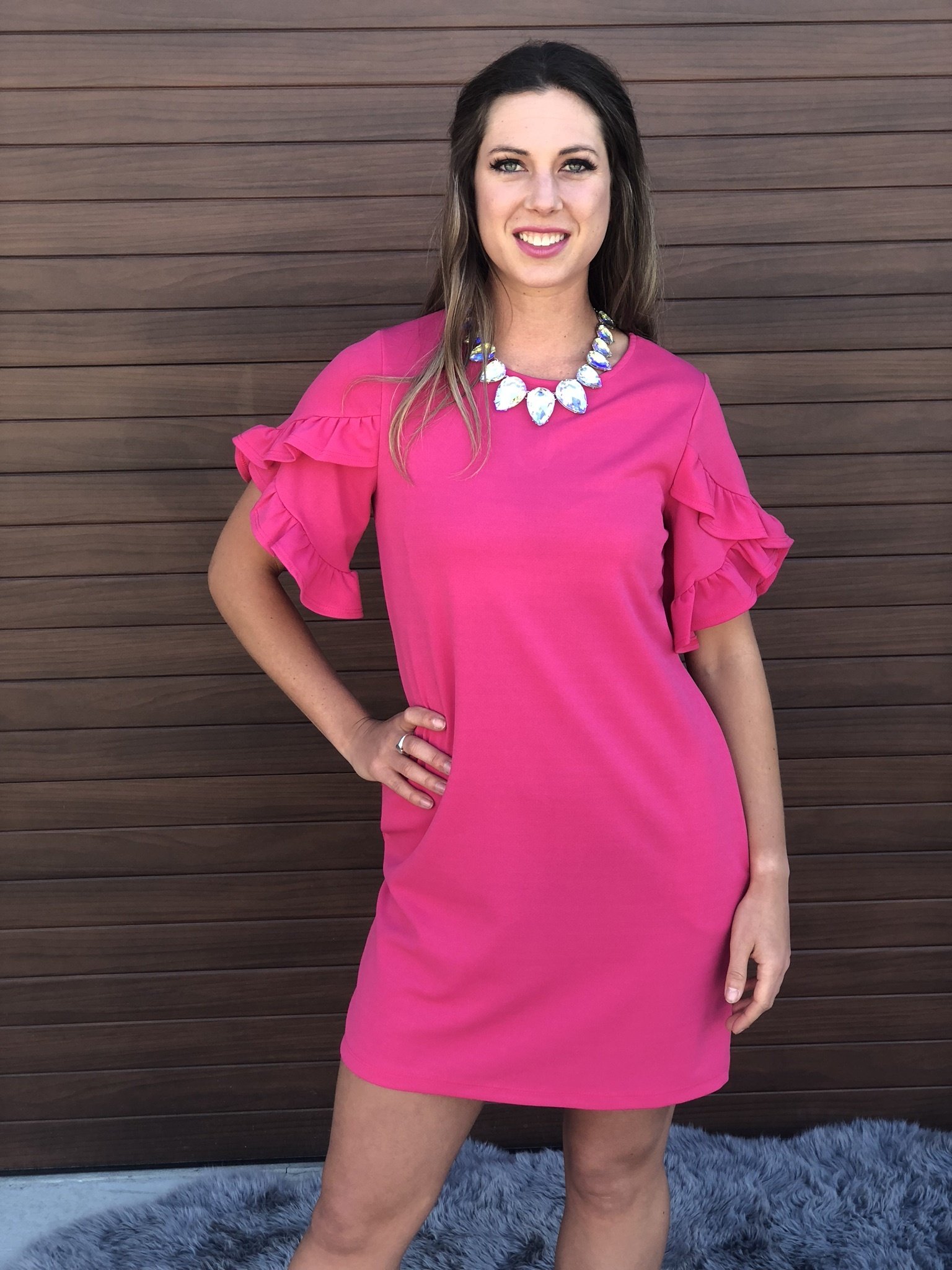 Fuchsia Ruffle Tulip Dress 9998719