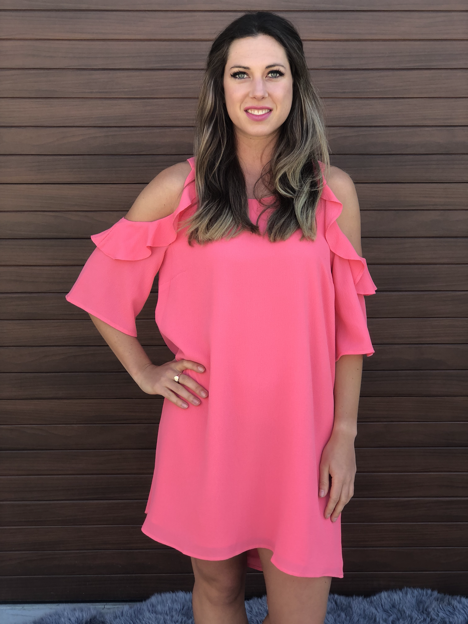 The Victoria Ruffle Dress - Coral 9998898