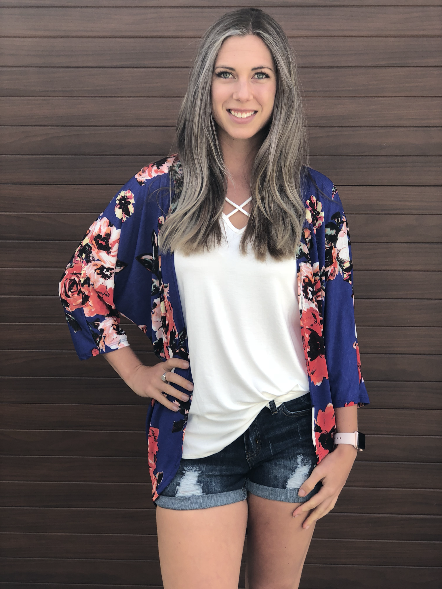 The Okotoks Floral Cardigan - Cobalt Blue 9999253