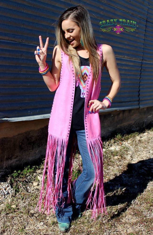 The Panama Pink Studded Duster Vest1 9999287