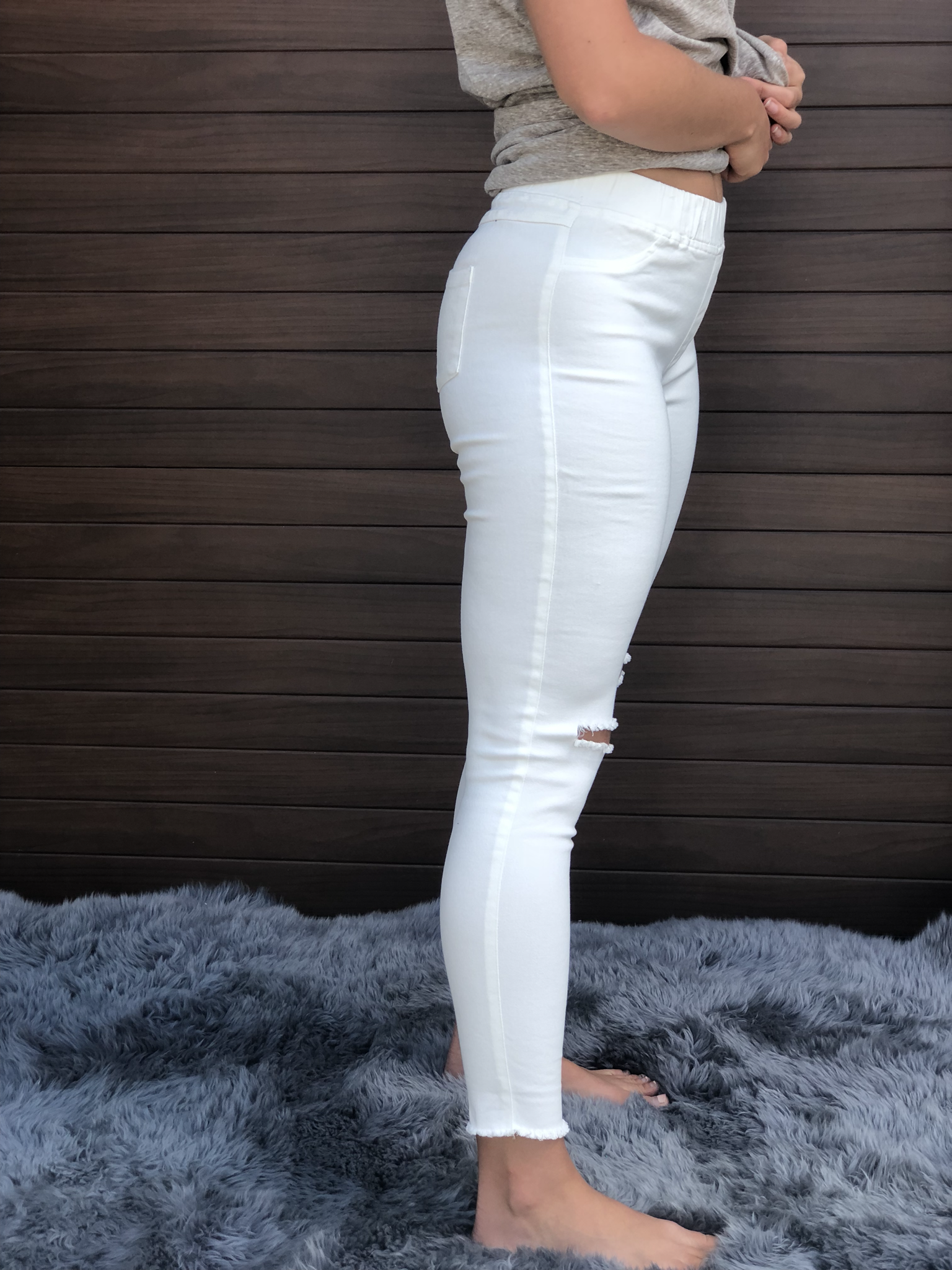 Cut Knife Jeggings - white