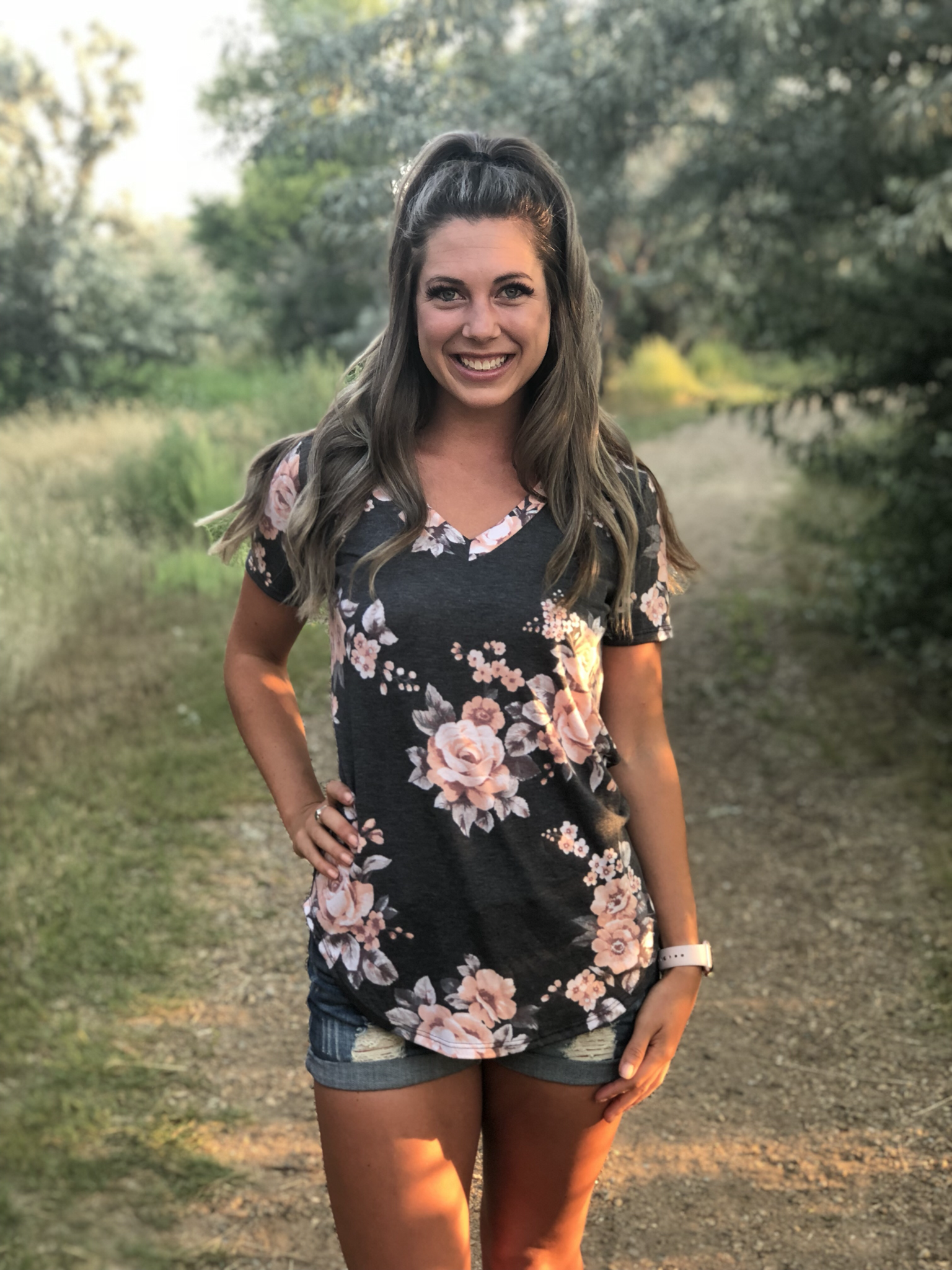 Charcoal and Peach Top 9999349