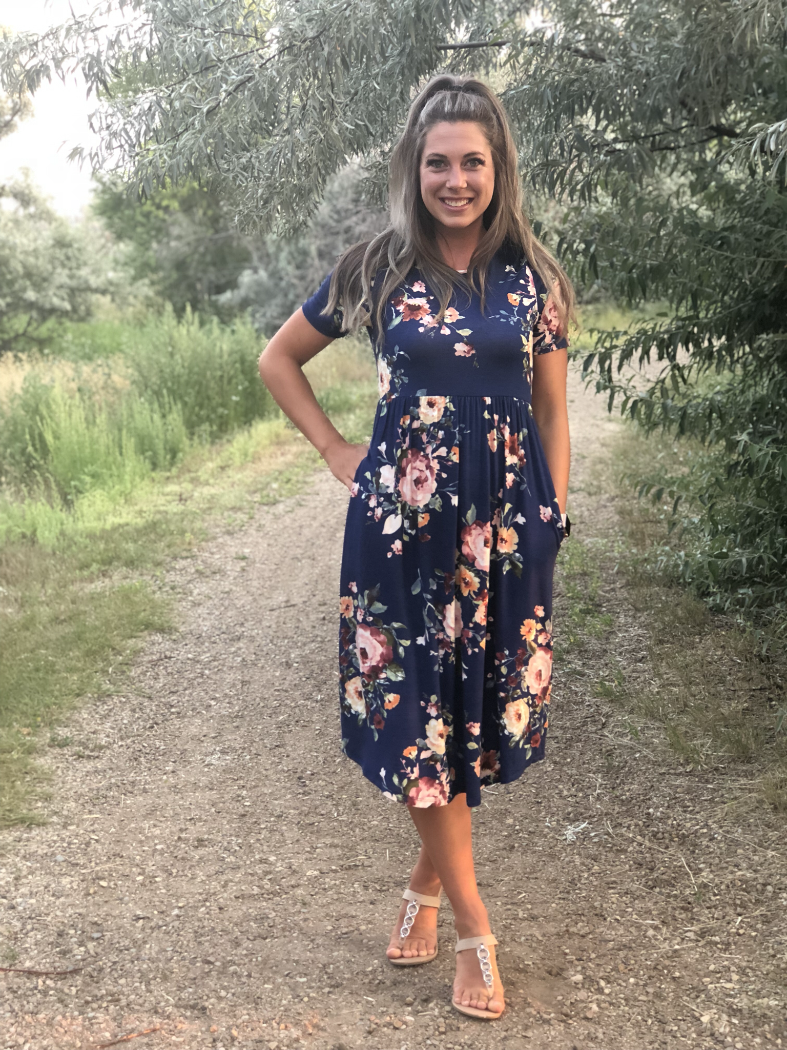 The Wadena Floral Dress - Navy 9999433