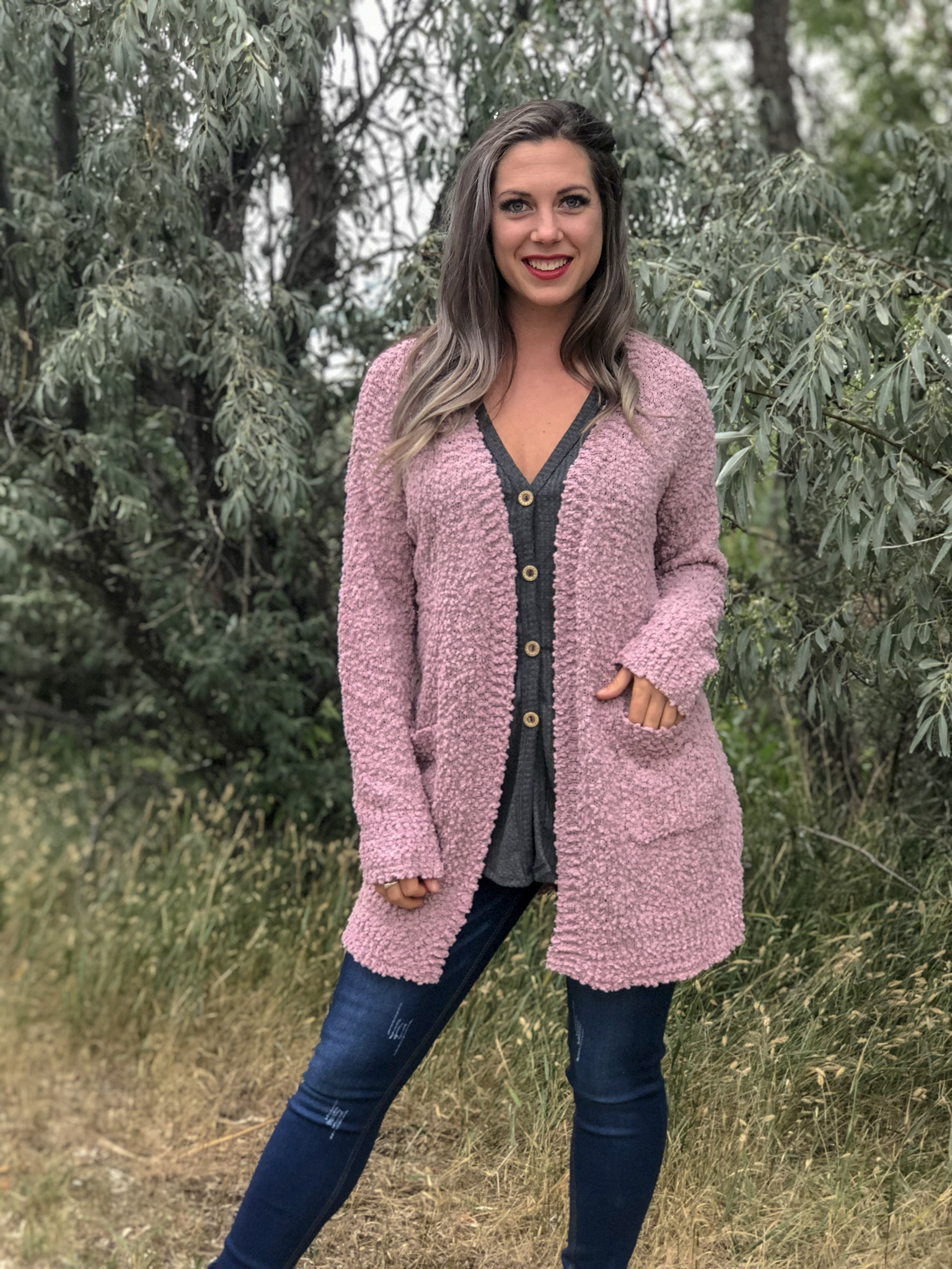 Popcorn Cardigan - Blush 9999607