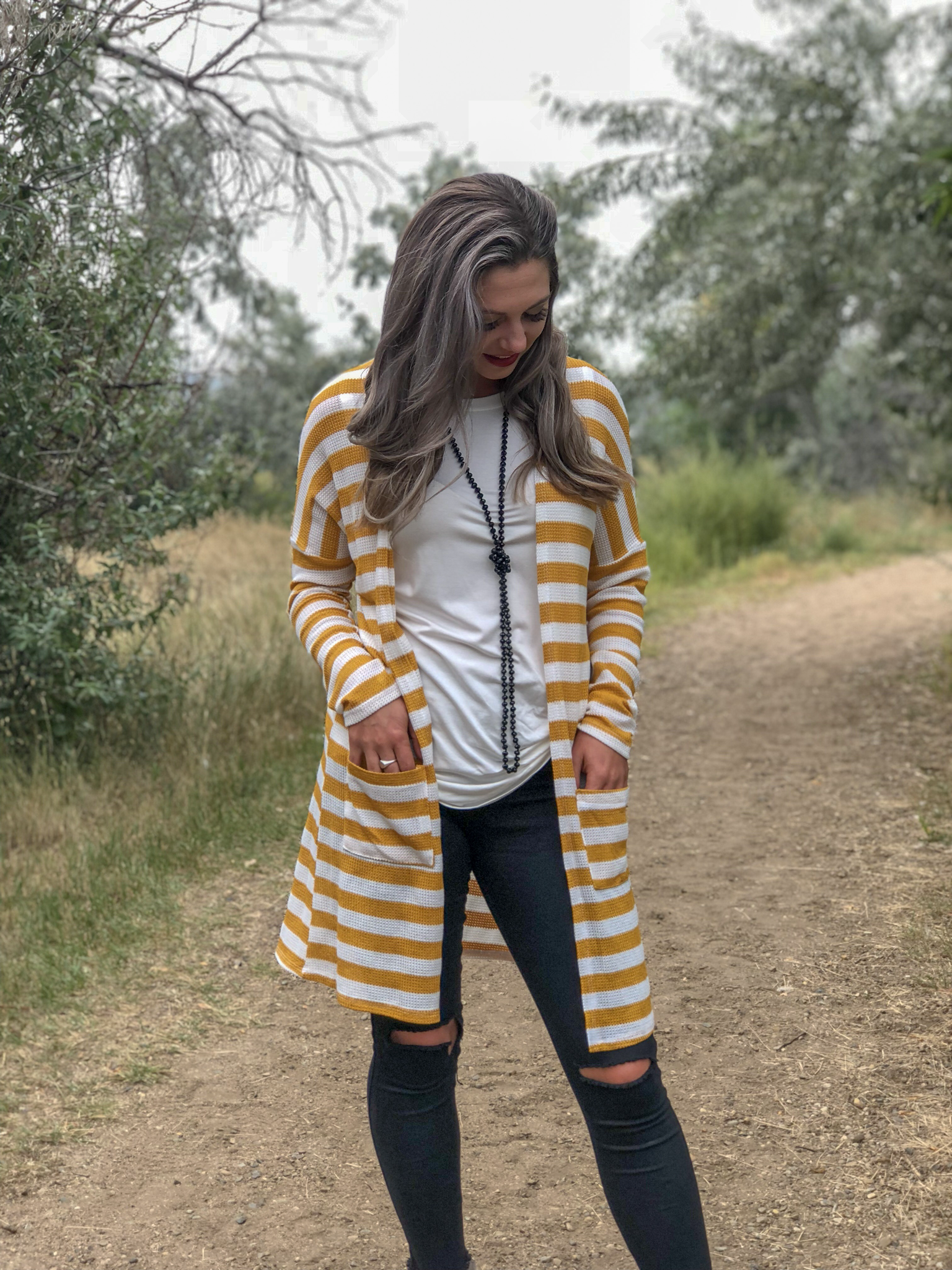 Striped Cardigan - Mustard 9999620