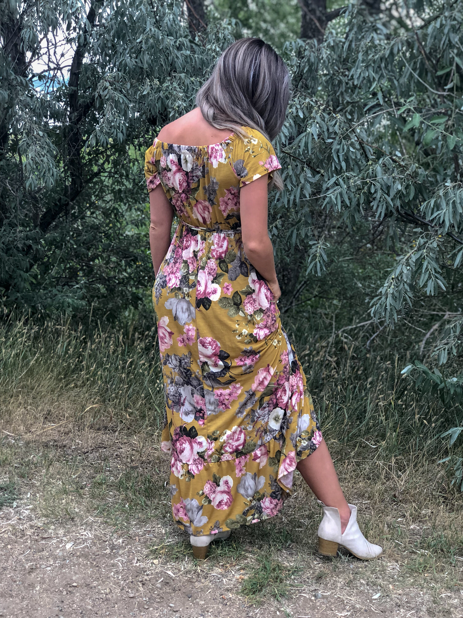 High Low Mustard Dress