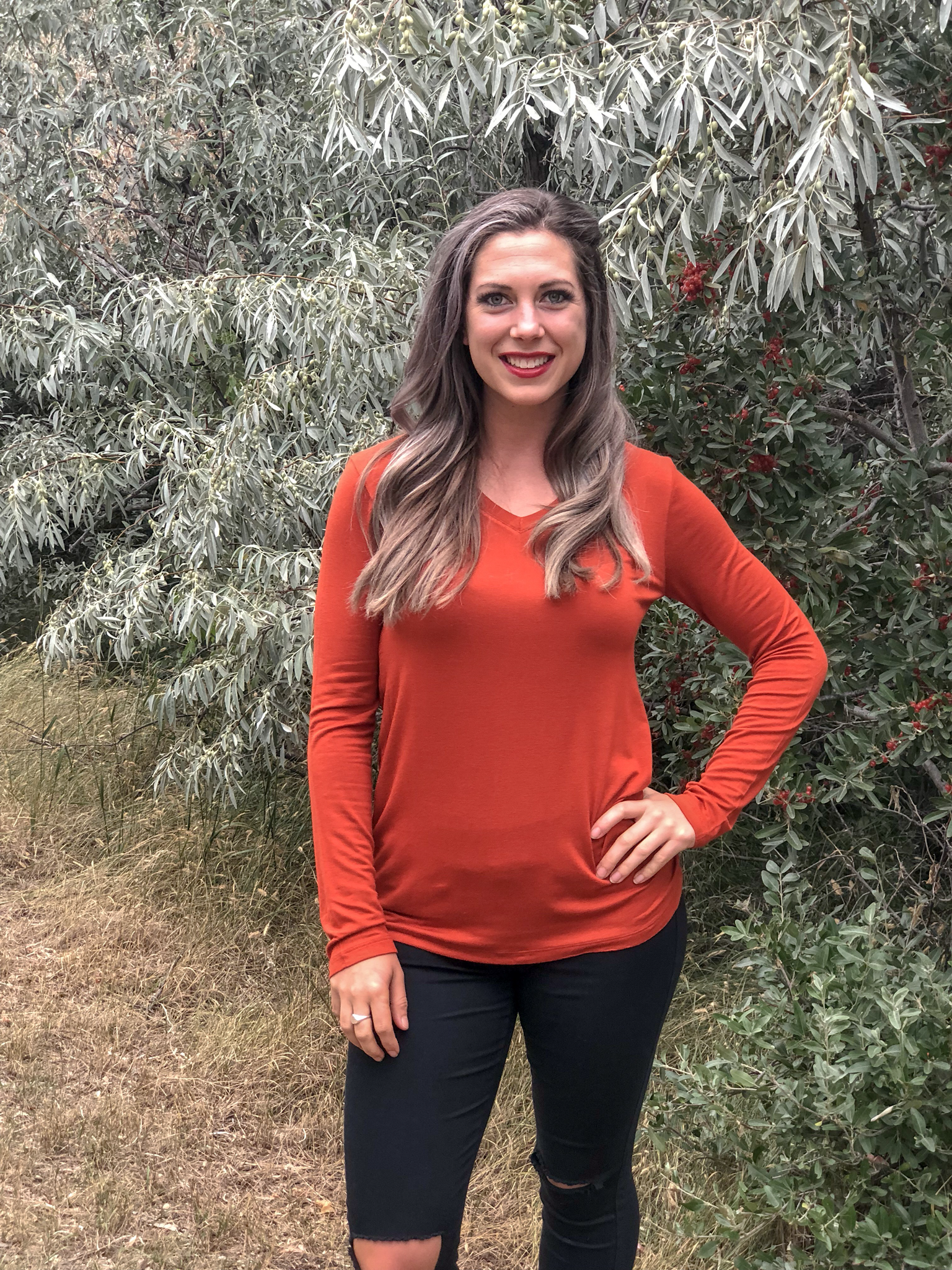 Basic V Neck Long Sleeve 9999651