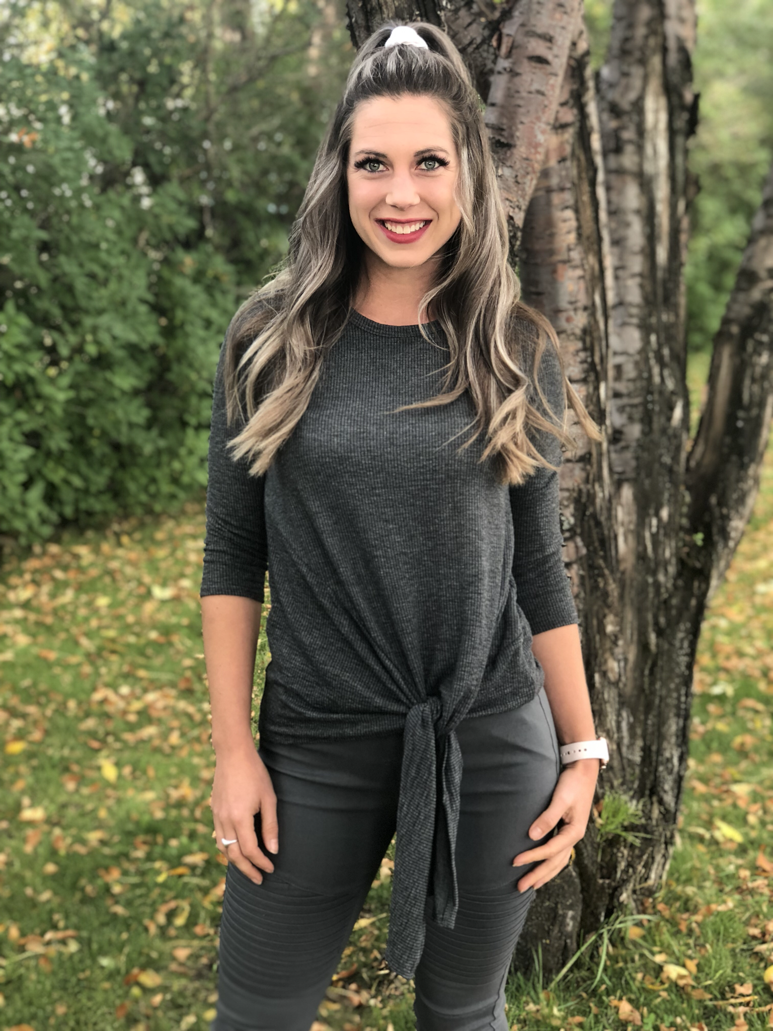 Front Knot Top - Grey 9999854