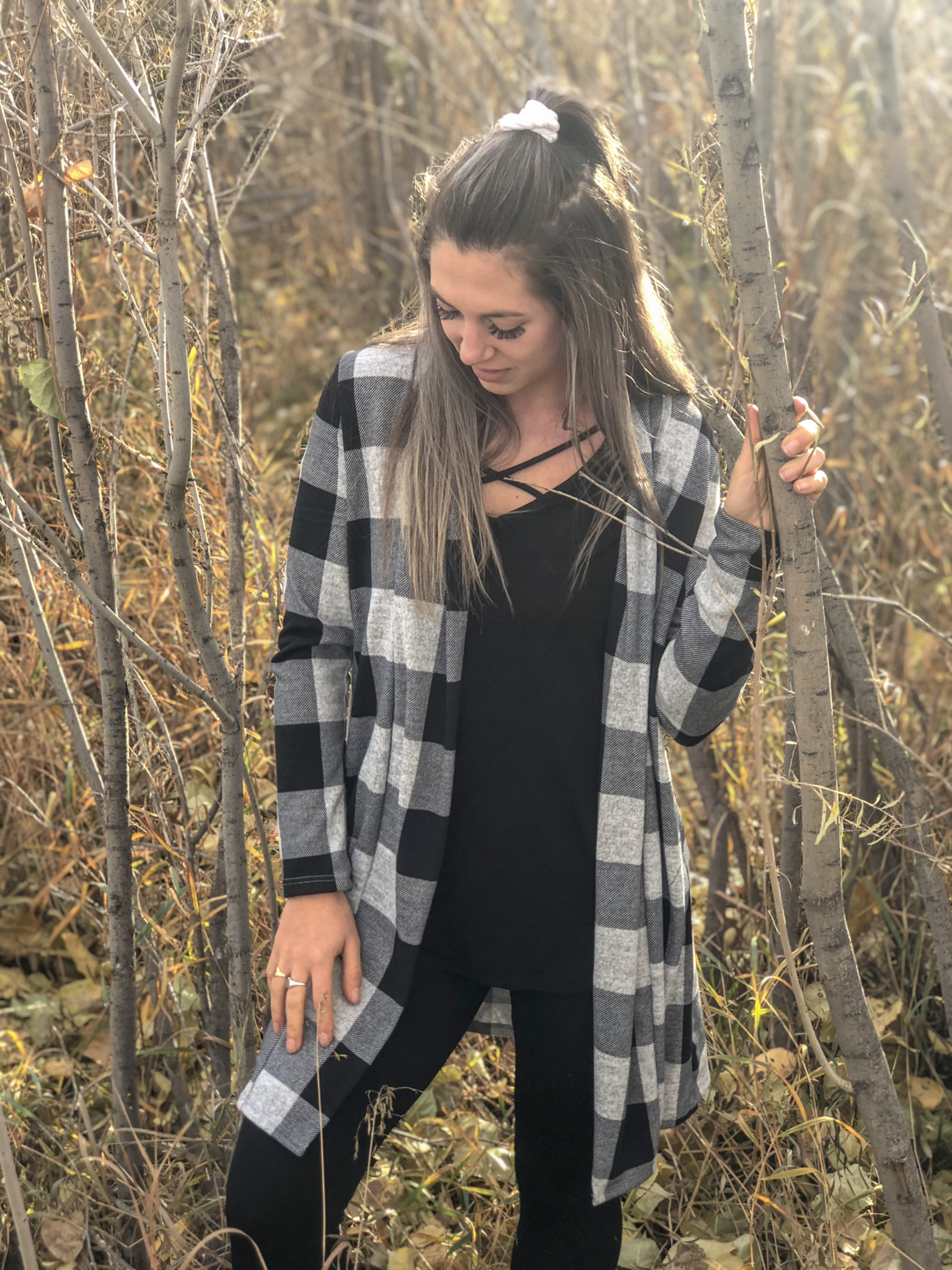 Buffalo Plaid cardigan - White 26375