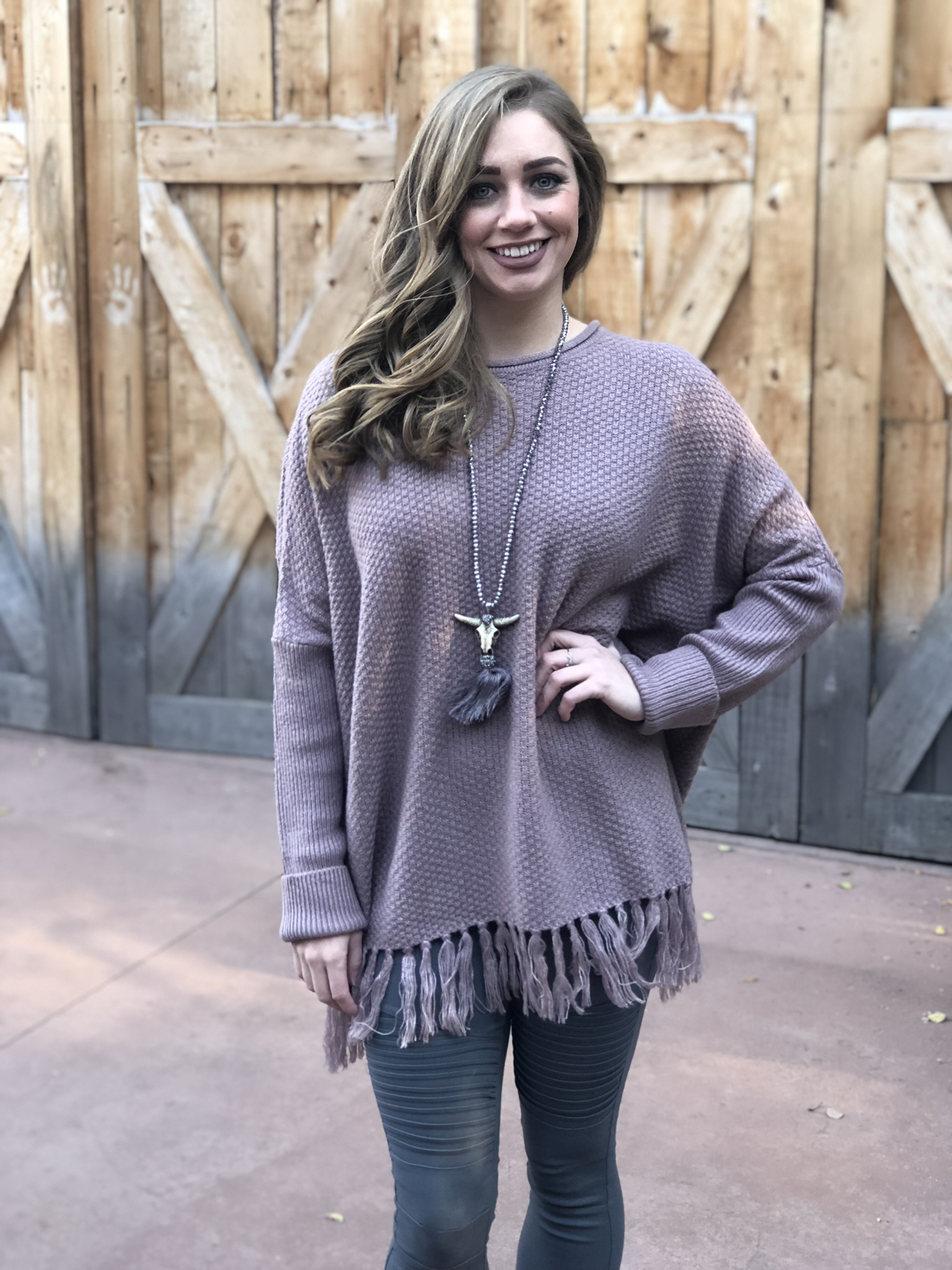 Lavender Fringe Sweater 33323
