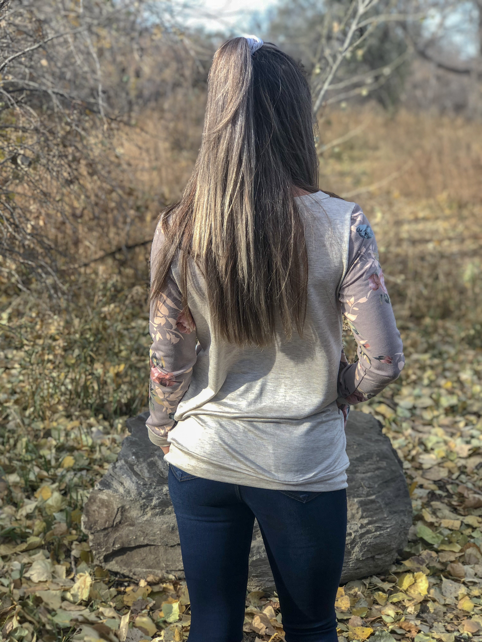 Taupe floral long sleeve