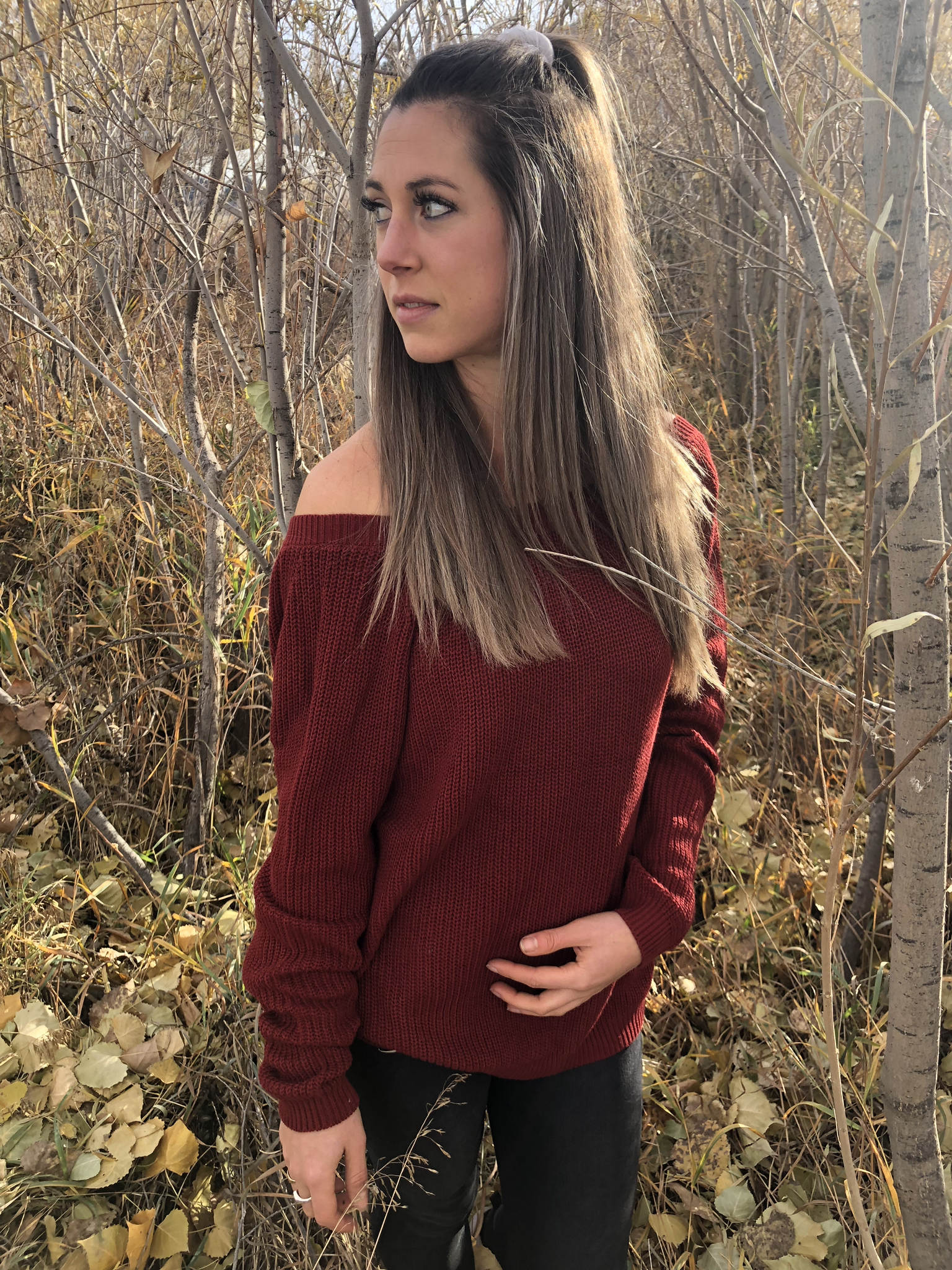 Open Back Burgundy Sweater 99999978