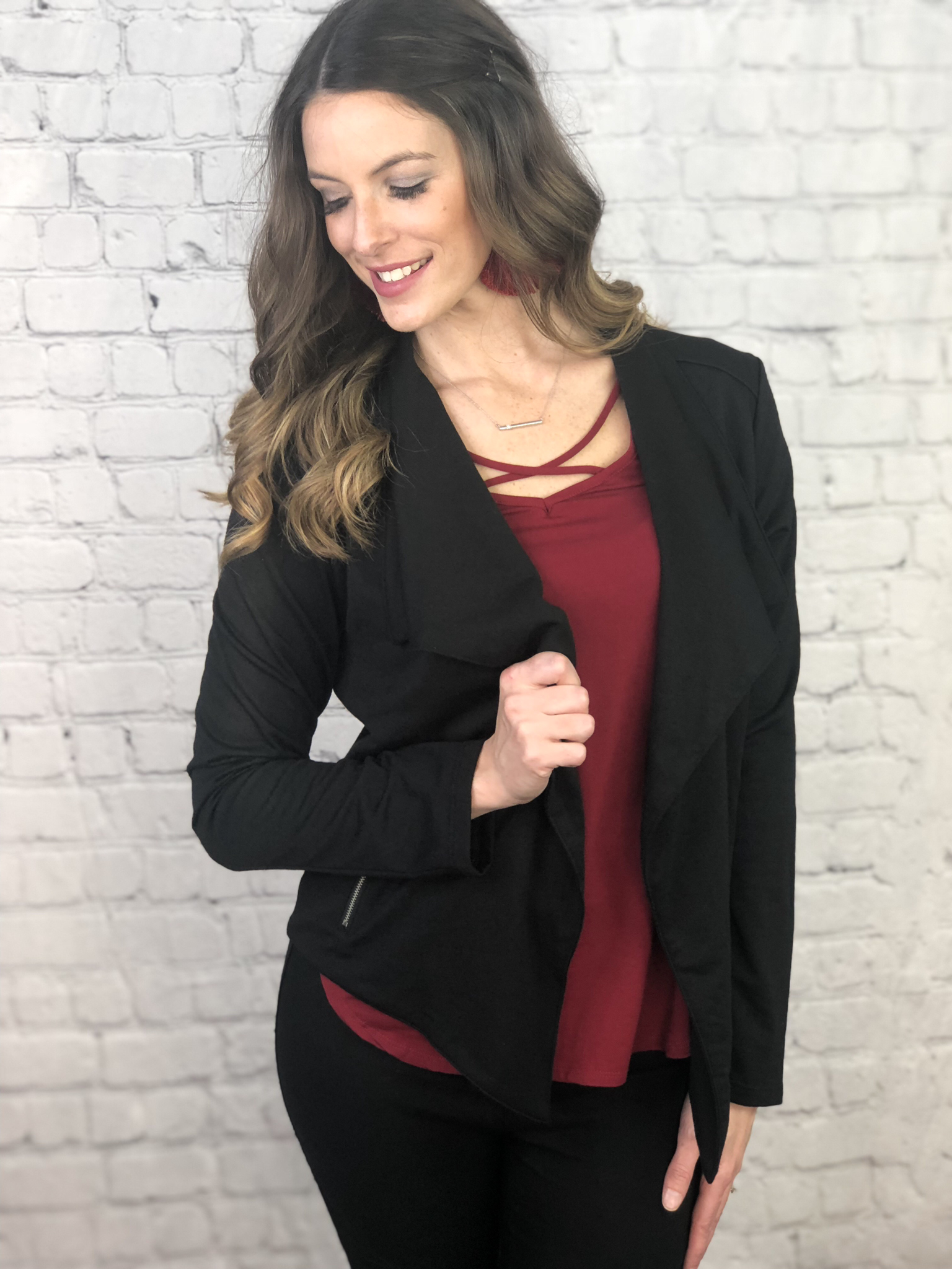 Waterfall Blazer - Black 999999874