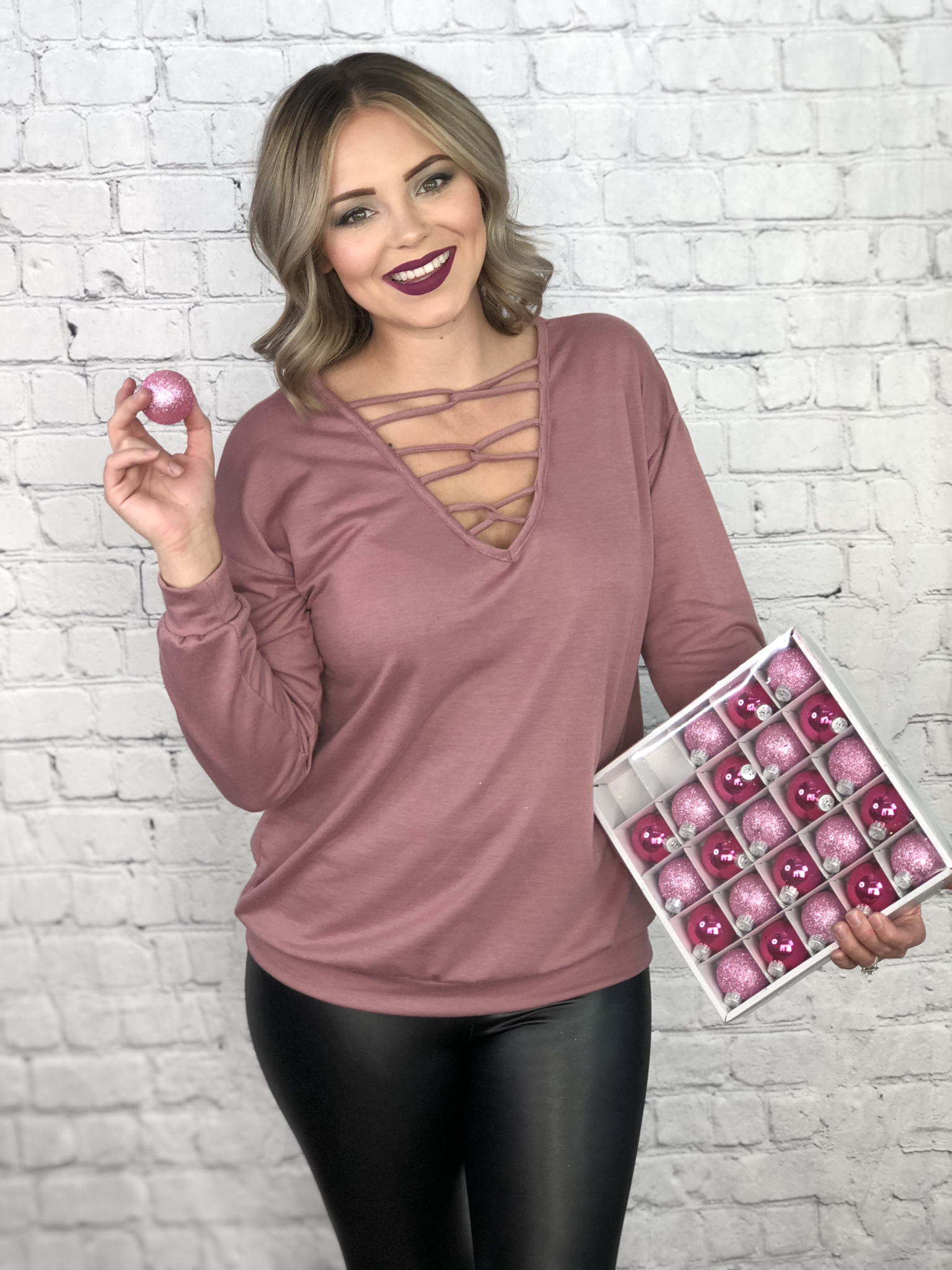 The Sabrina Strappy Sweatshirt - Blush 7262