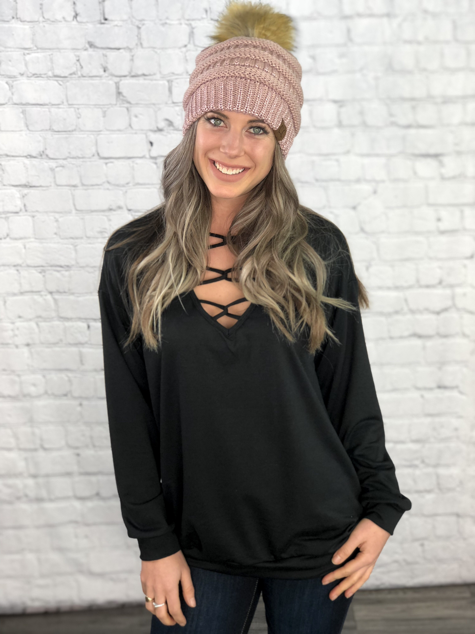 The Sabrina Strappy Sweatshirt - Black 8362