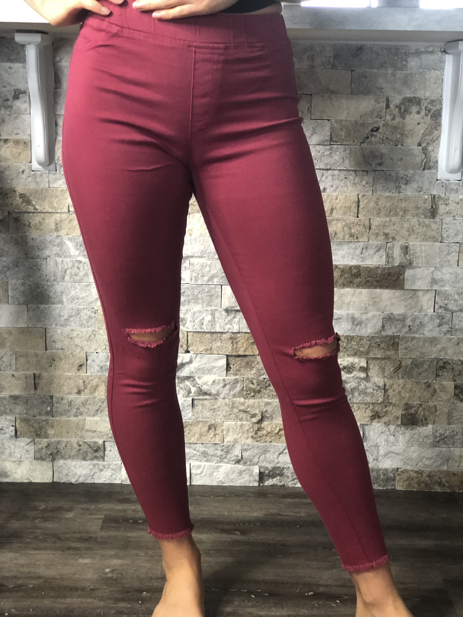 Cut Knife Jeggings - Red