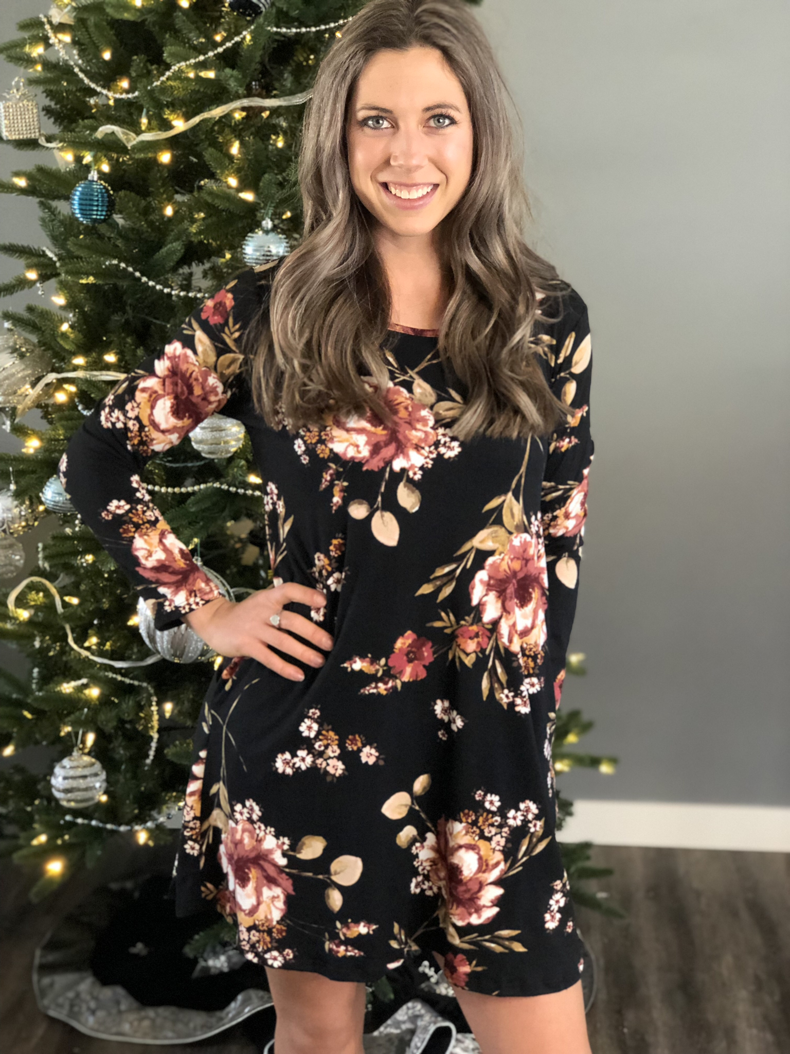 Black Floral Dress 86437