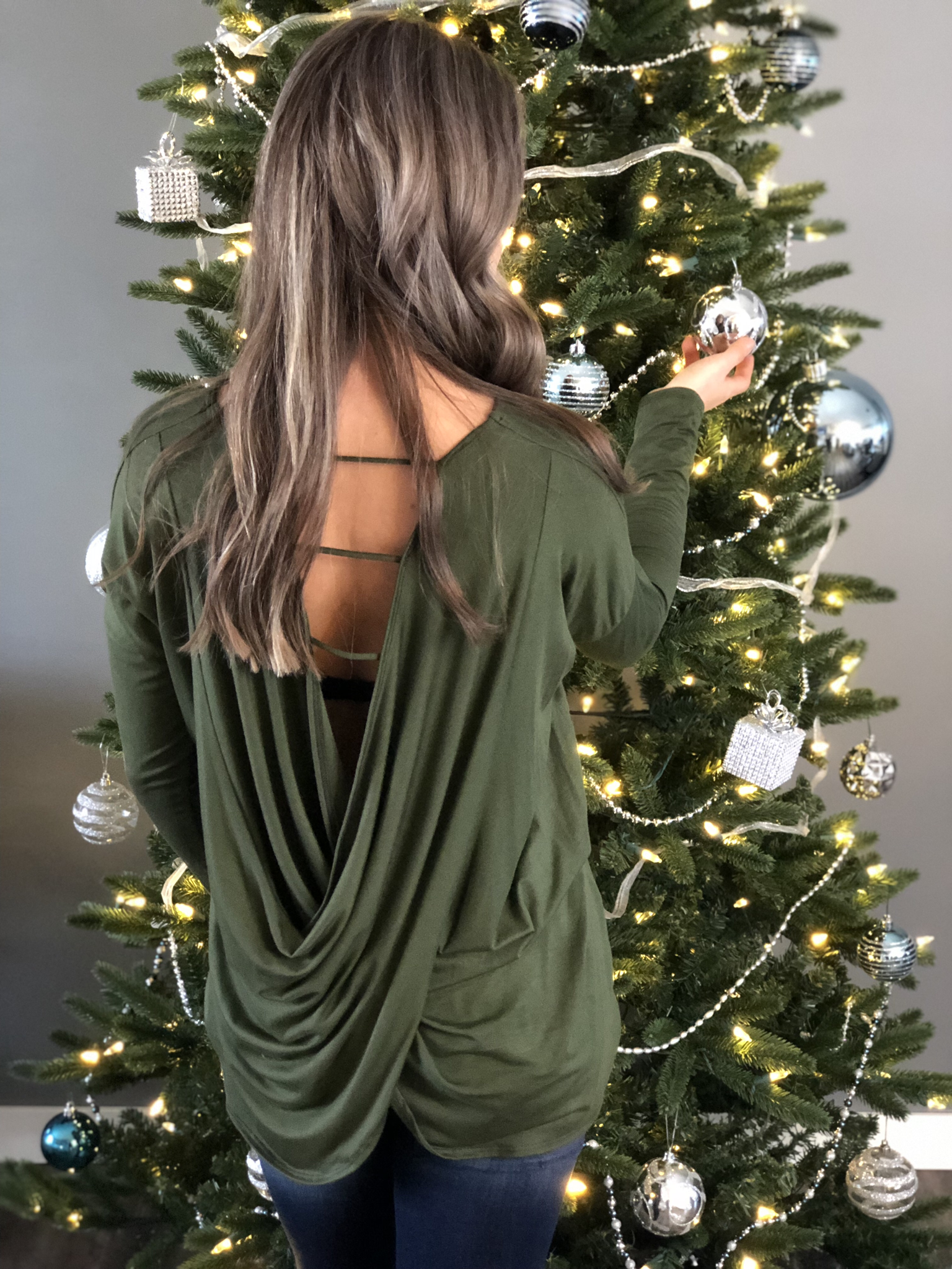 Firecracker Open Back Top - Olive 9573