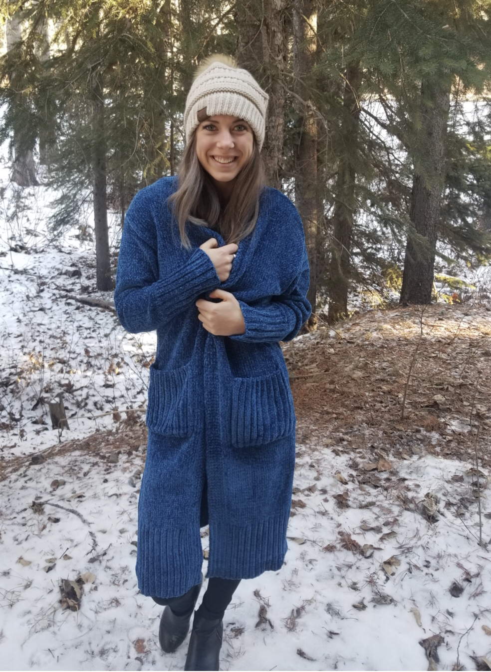 Blue Chenille Cardigan